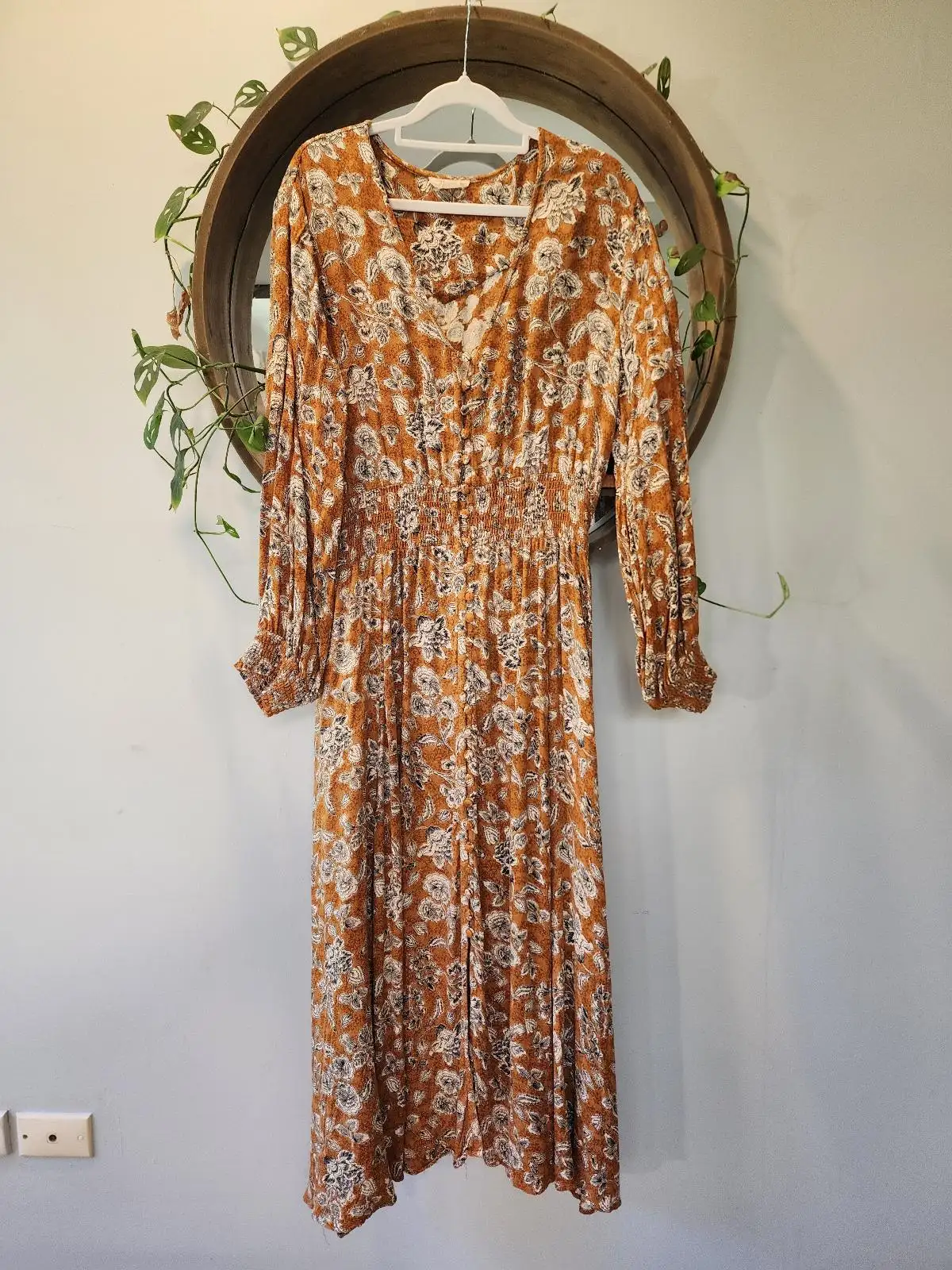 Talisman Rust Terracotta Floral Coastal Cowgirl Festival Earthy Boho Maxi Dress – photo 2