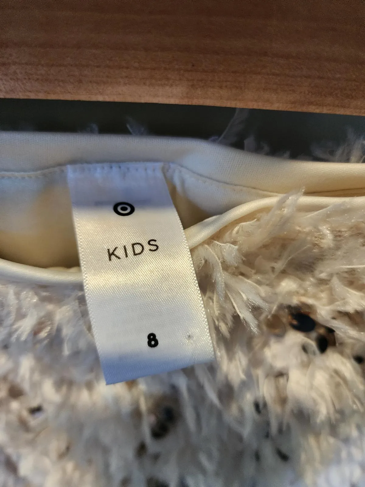Target Kids Cream Faux Feather & Sequin Mini Skirt | Size 8 Tweens Party Coquett – photo 3