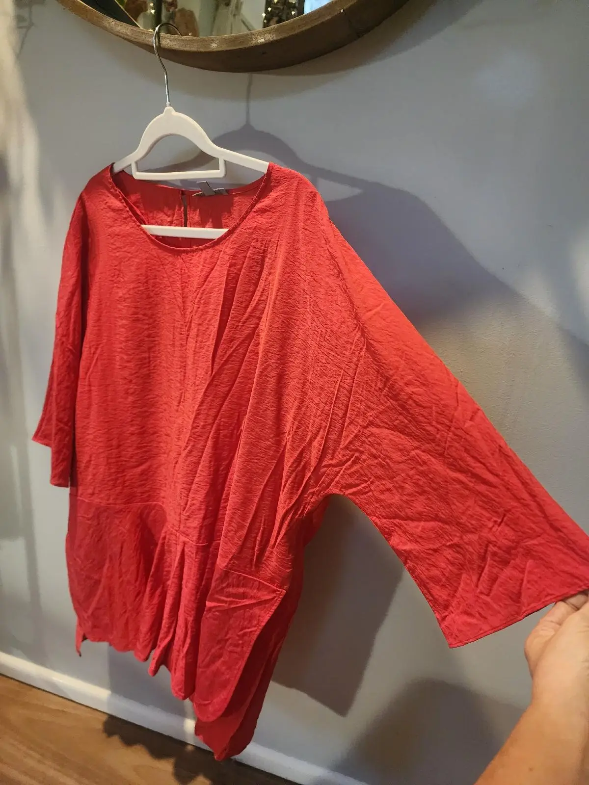 COS Oversized Textured Tunic Blouse | Coral Red Peplum Top AU 14 – photo 3