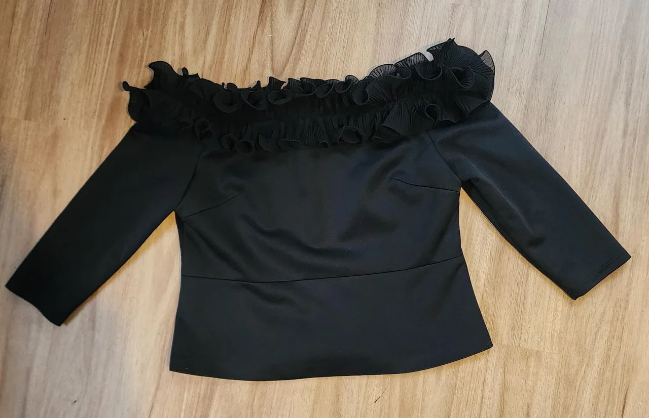 MONTIQUE Plus Size Glam Frill Off Shoulder Top Fits Size 16 18 Black Evening Pep – photo 2