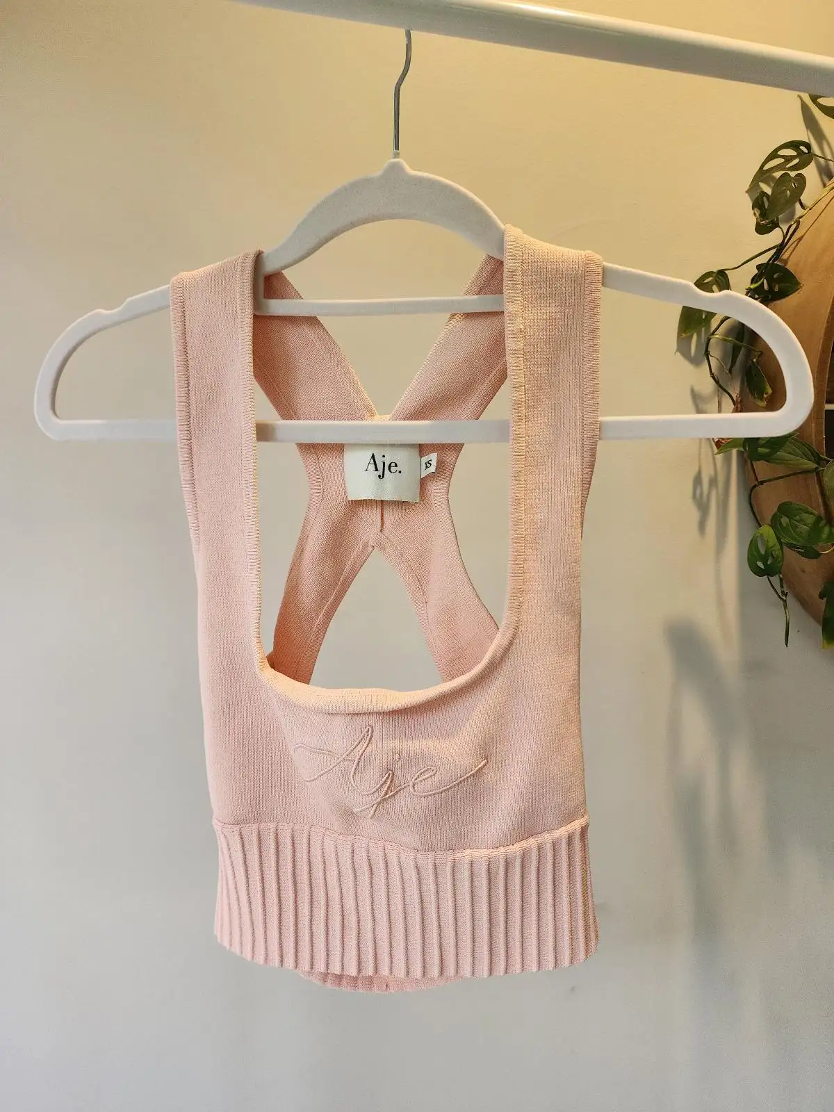 Aje Pink Cross Back Balletcore Coquette Crop Top Size XS – photo 2