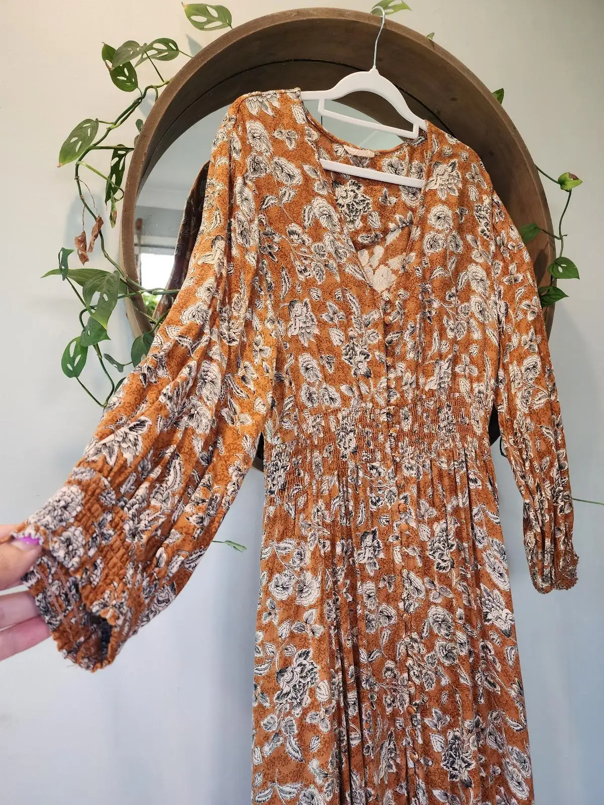 Talisman Rust Terracotta Floral Coastal Cowgirl Festival Earthy Boho Maxi Dress – photo 6