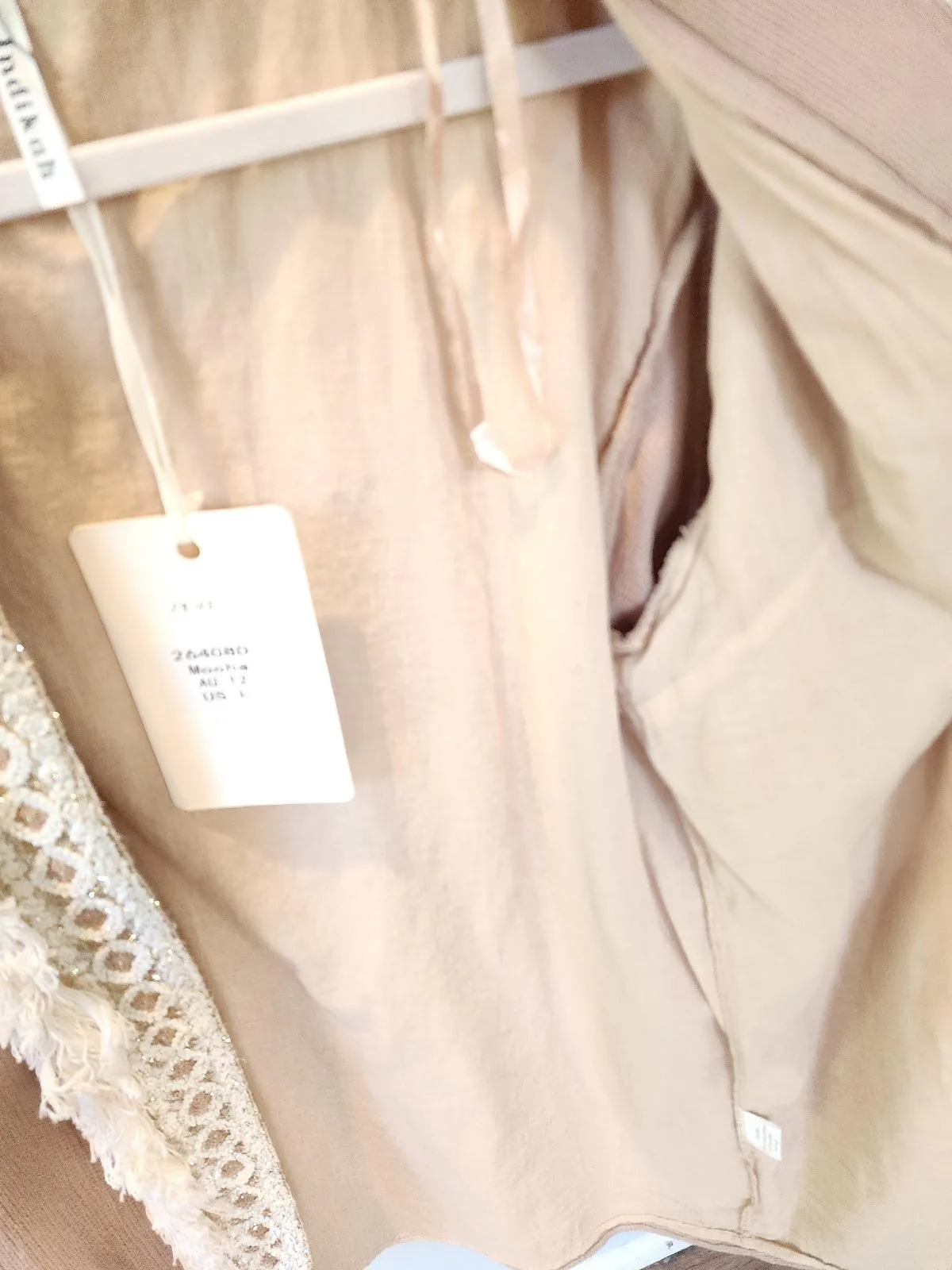 NWT Indikah by Angel Biba Boho Kimono Cardigan Jacket Mocha Fringe Sequin L 12 – photo 9