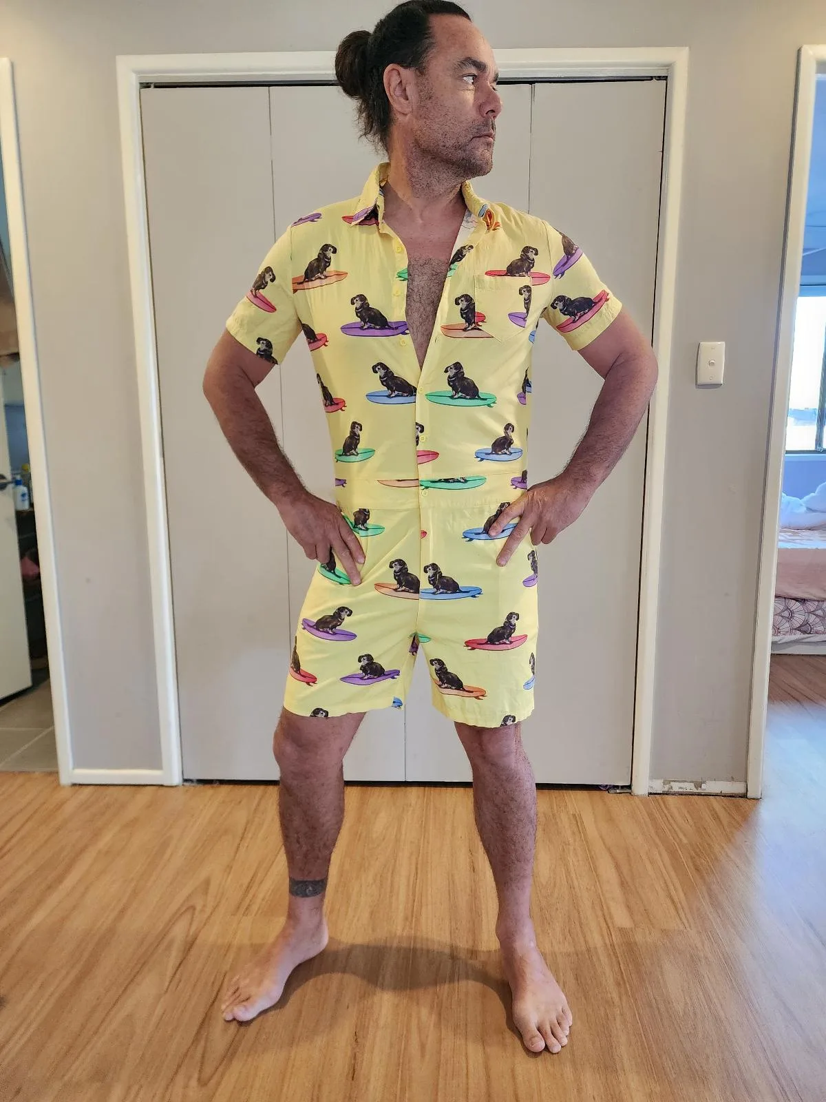 LUCID Apparel RARE Surfing Dachshund Festival Short Sleeve Romper / Doof Suit — photo 2