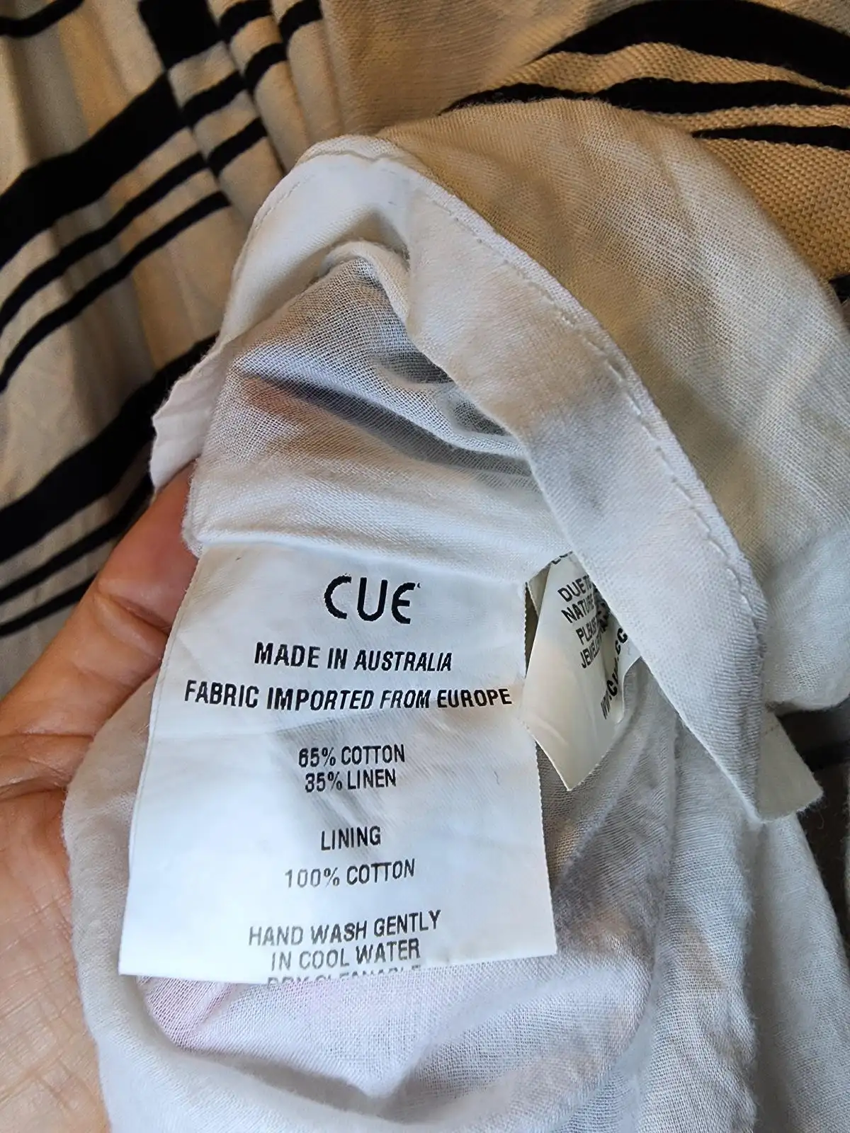 CUE Linen Cotton Striped Dress Size10 Monochrome Nautical Corporate Old Money – photo 4