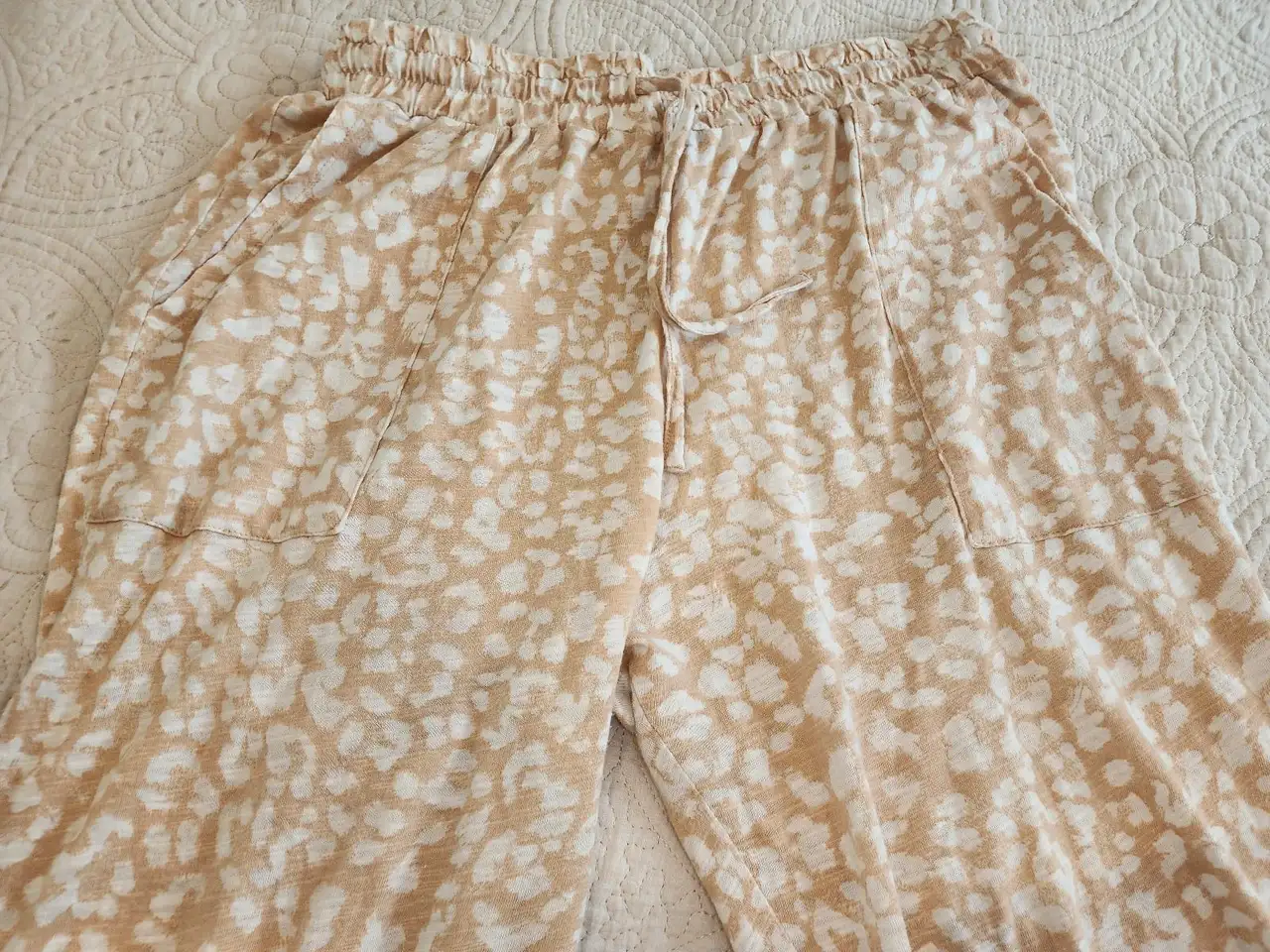 Seed Heritage Animal Print Pants Size M Cotton Tan Beige Leopard Spot Joggers Sl – photo 11