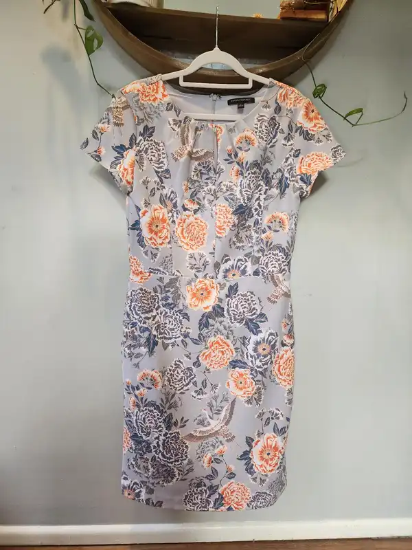 Banana Republic Oriental Keyhole Floral Crane Peony Dress Size 6 AU 10 Races Wed