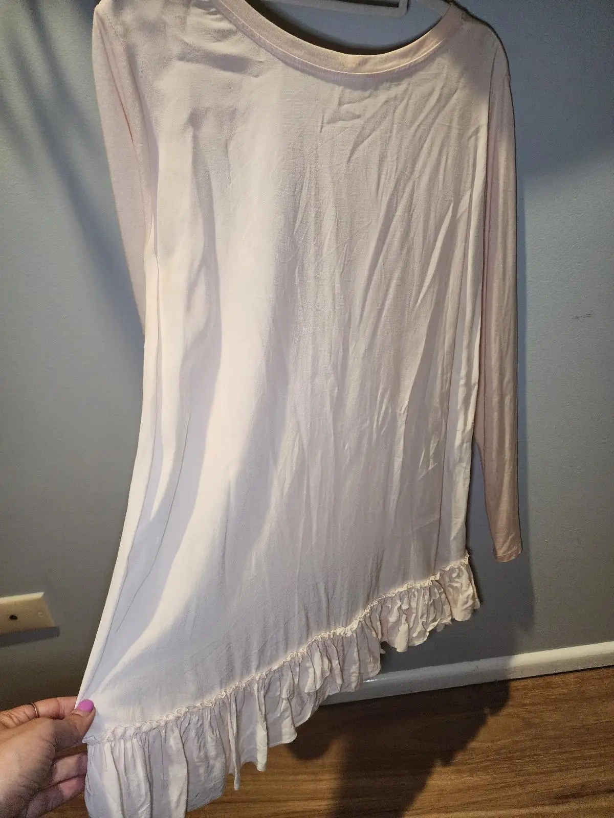 Seed Heritage Blush Pink Long Sleeve Ruffle Hem Top Size XS Pastel Swing Tunic – photo 7