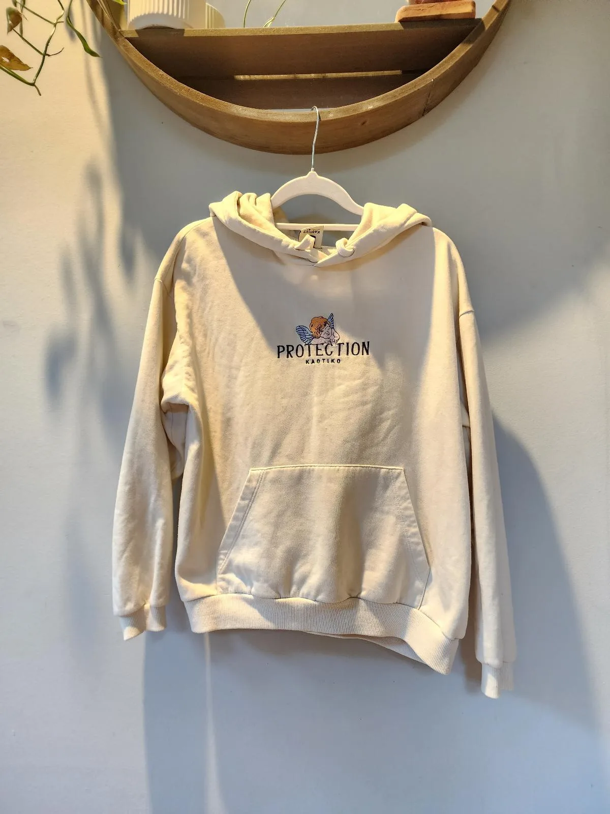 KAOTIKO BCN Protection Cherub Angel Hoodie Off-White Cream Unisex Size S Small — photo 2