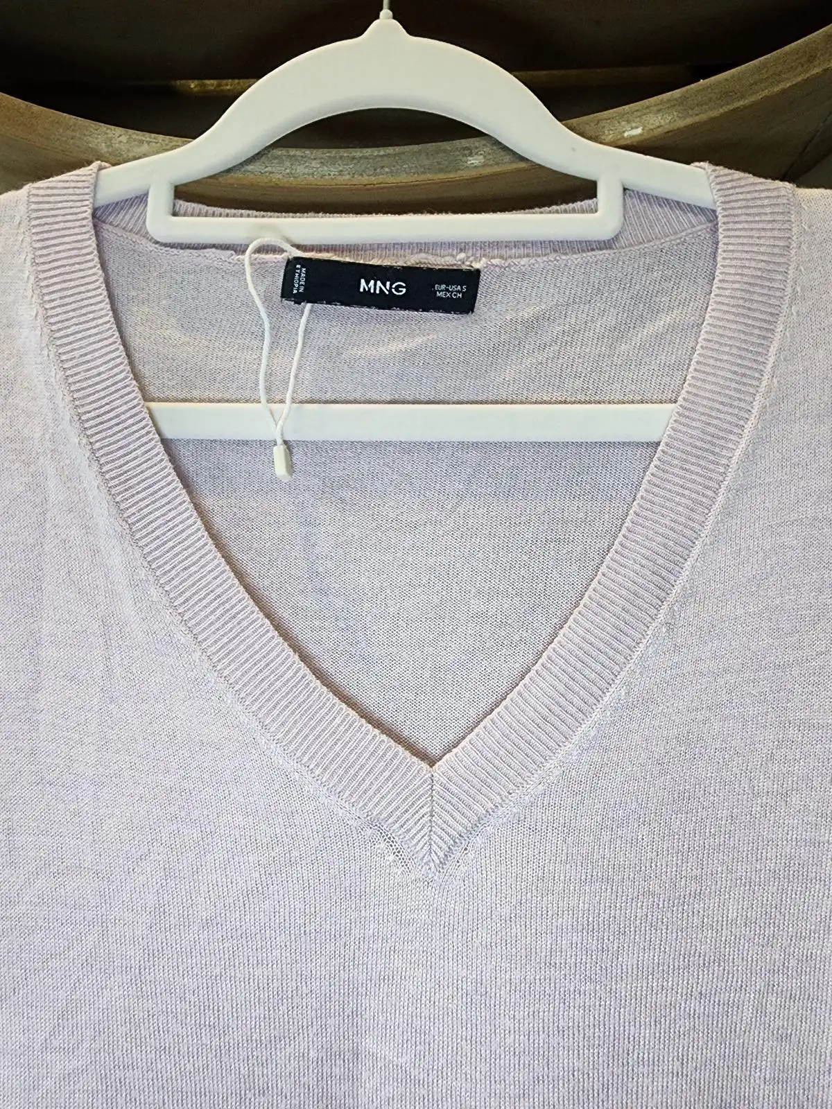MNG V-Neck Cashmere Blend Sweater Size S Lilac Pastel Knit Jumper Clean Girl – photo 3