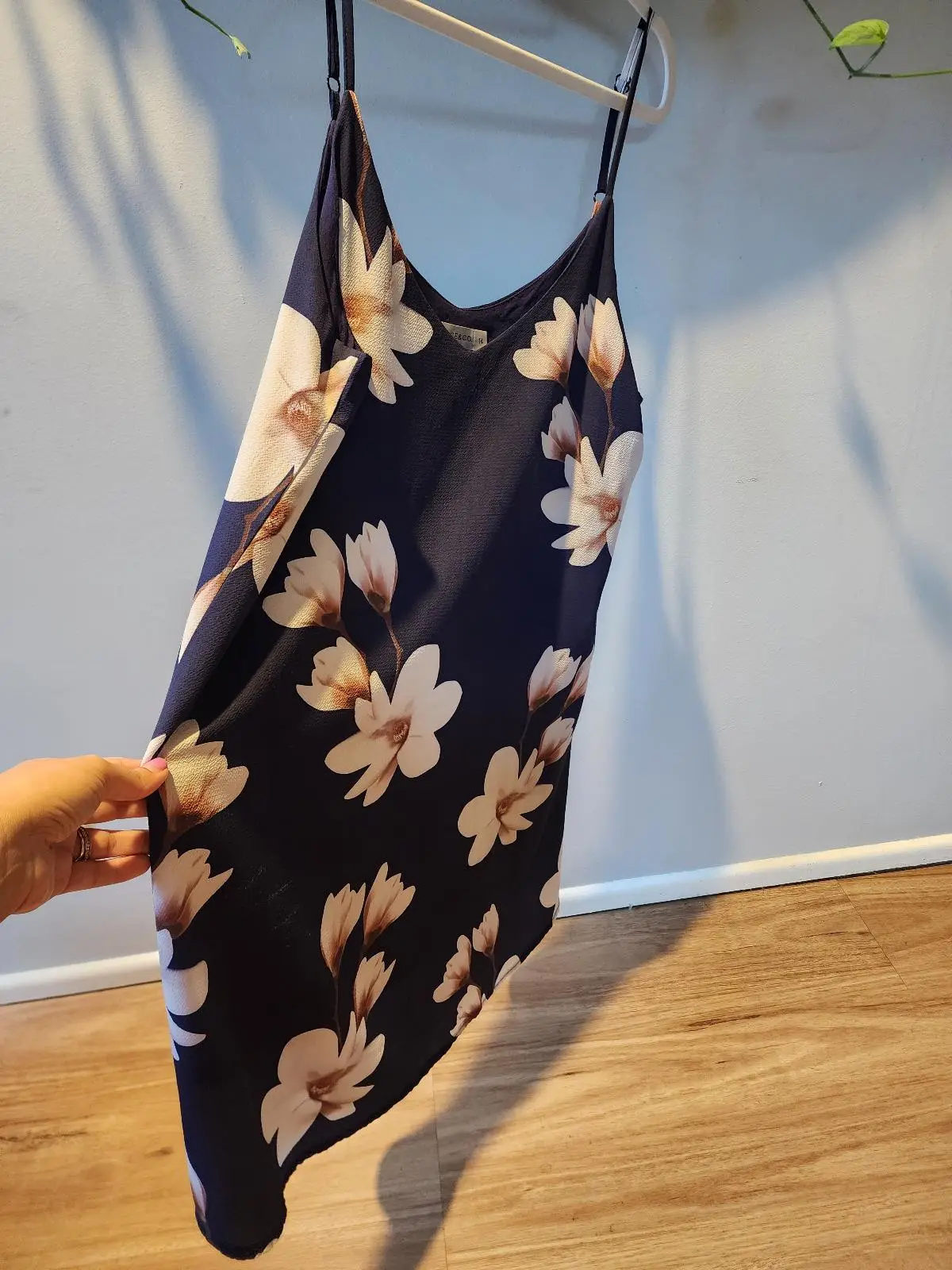 Grace & Co Floral Slip Y2K Costal Boho Resortwear Cami Dress Size 14 Navy Blue – photo 3