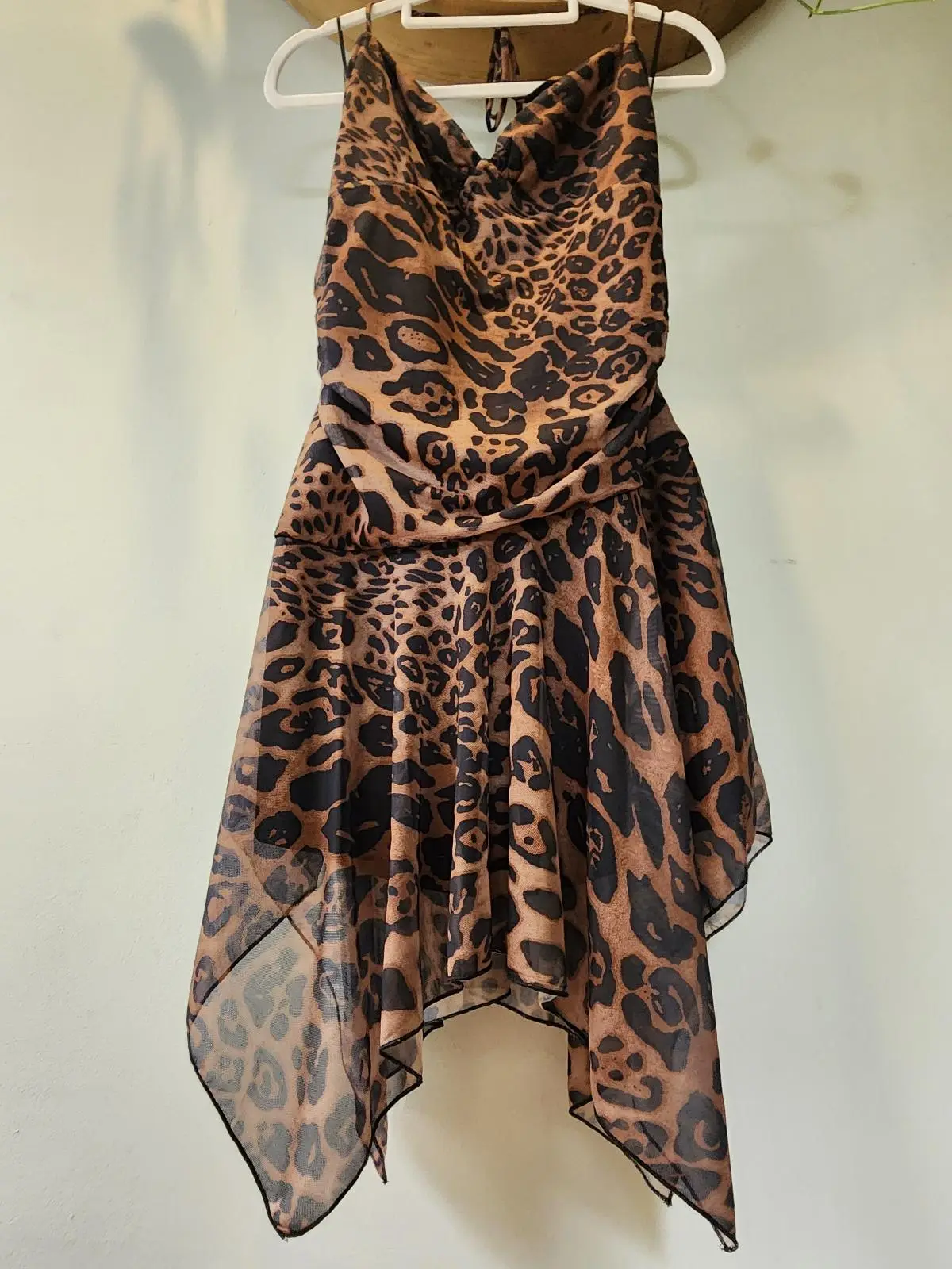 Ally Fashion NWT Leopard Y2K Baddie Mesh Ruched Halter Asymmetric Mini Dress 12 – photo 10
