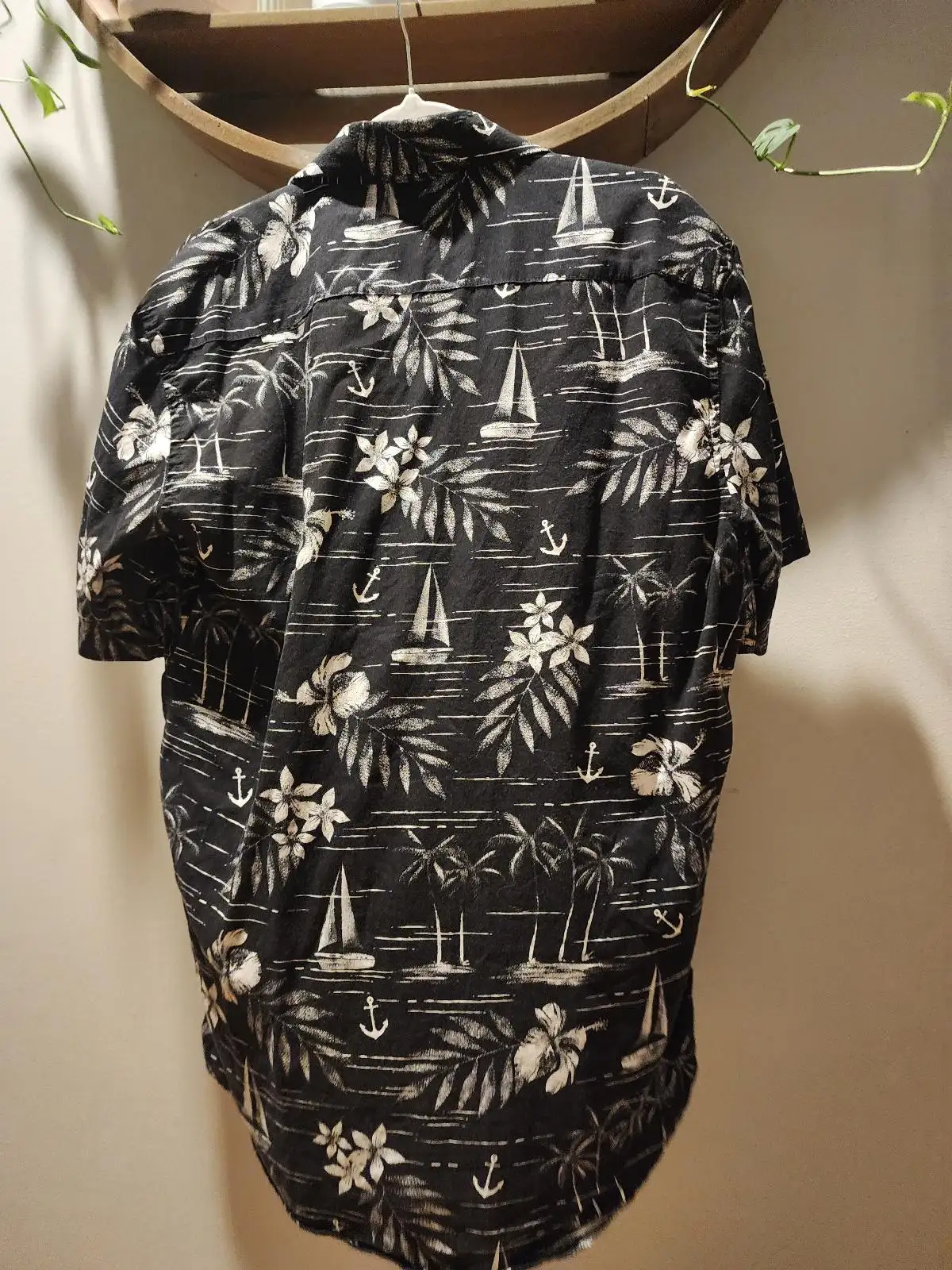 Prodigy Black White Monochrome Nautical Sailboat Anchor Hibiscus Hawaiian Shirt – photo 8