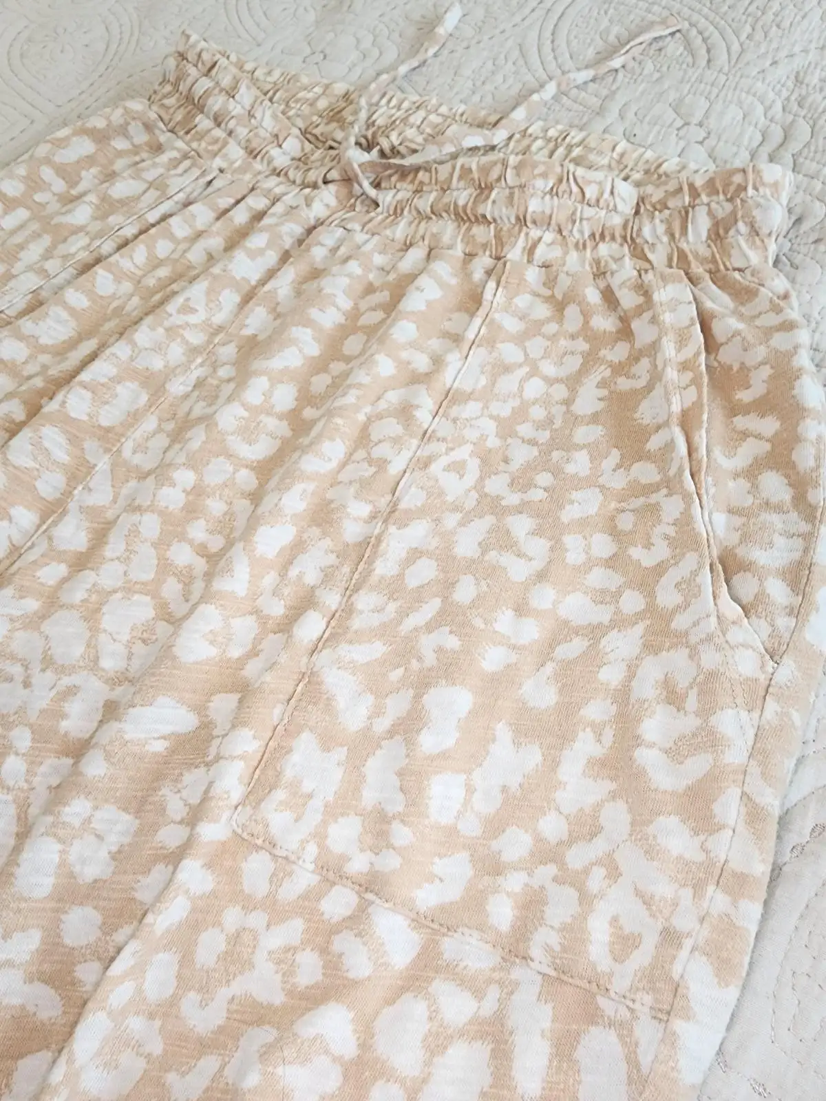 Seed Heritage Animal Print Pants Size M Cotton Tan Beige Leopard Spot Joggers Sl – photo 6