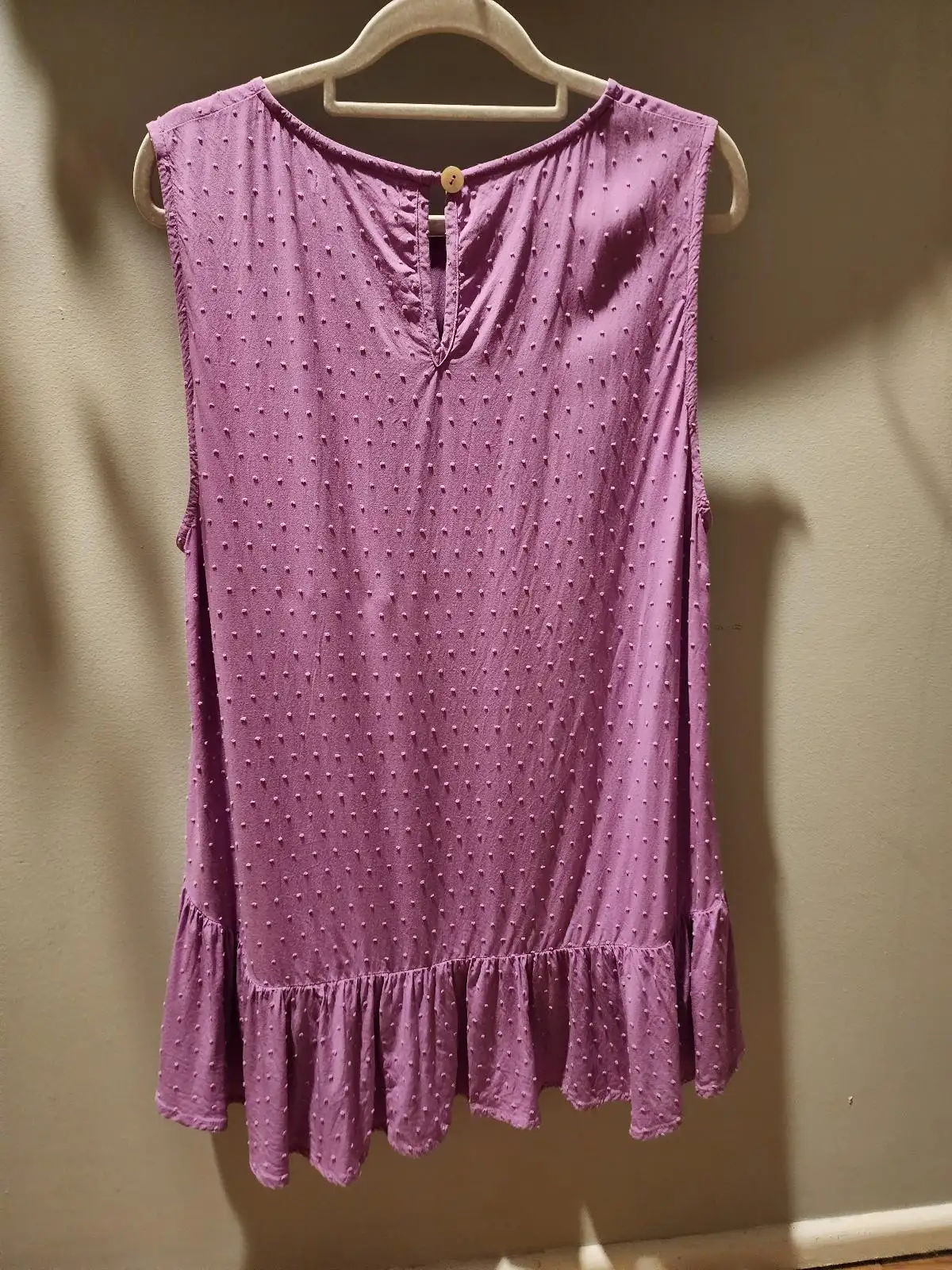 Mister Zimi Womens 14 L Lilac Purple Swiss Dot Ruffle Peplum Sleeveless Tank Top – photo 5