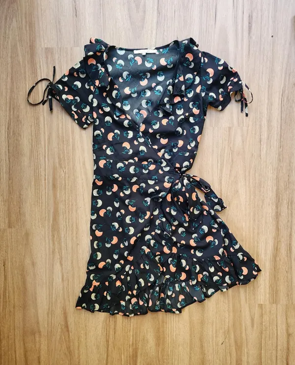 Uttam Boutique Floral Sequined Wrap Dress | Size UK 10 / US 2-4