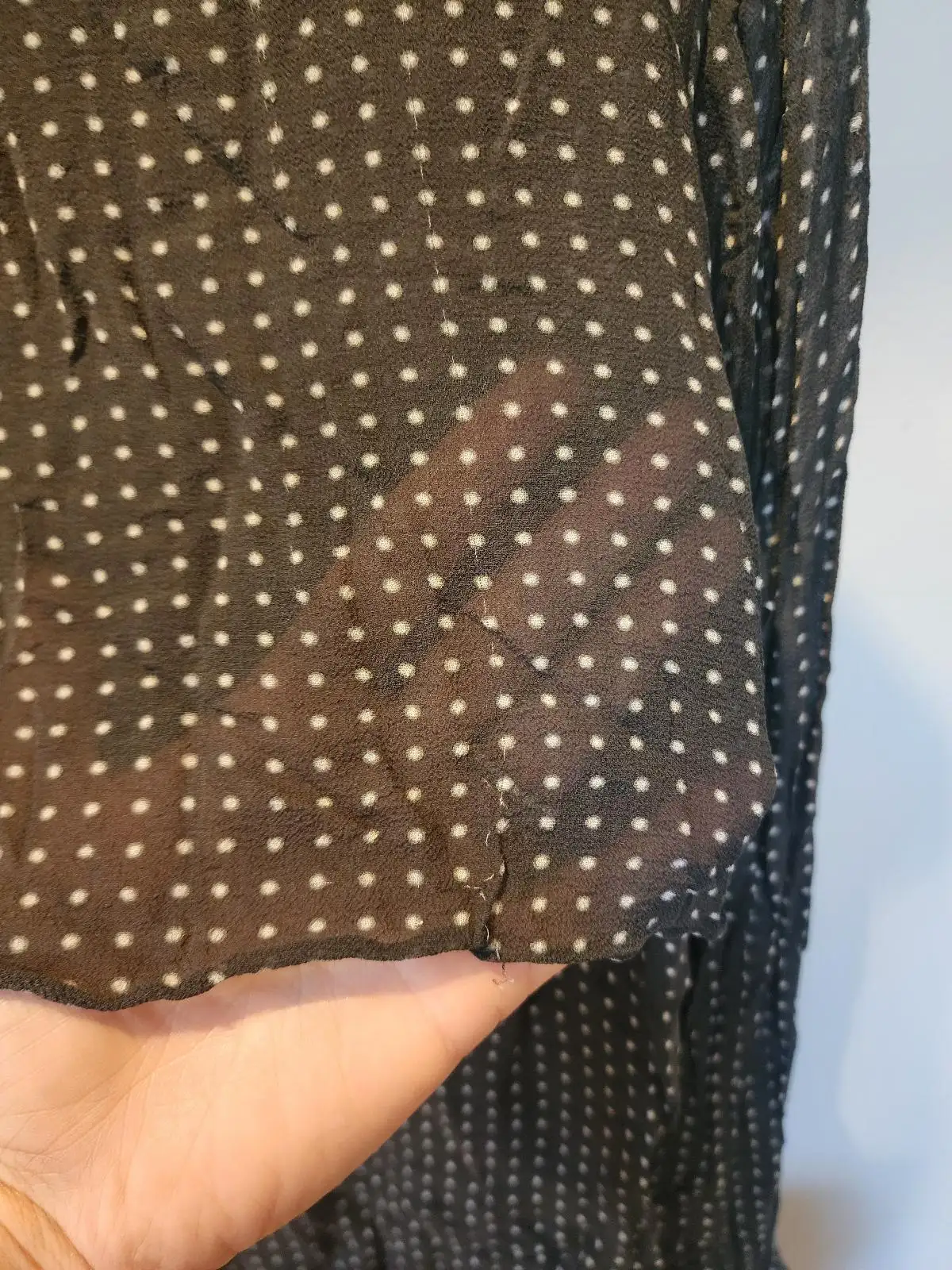 JOSEPH 100% Silk Sheer Polka Dot Shirt | Western Yoke Blouse M/12 – photo 9