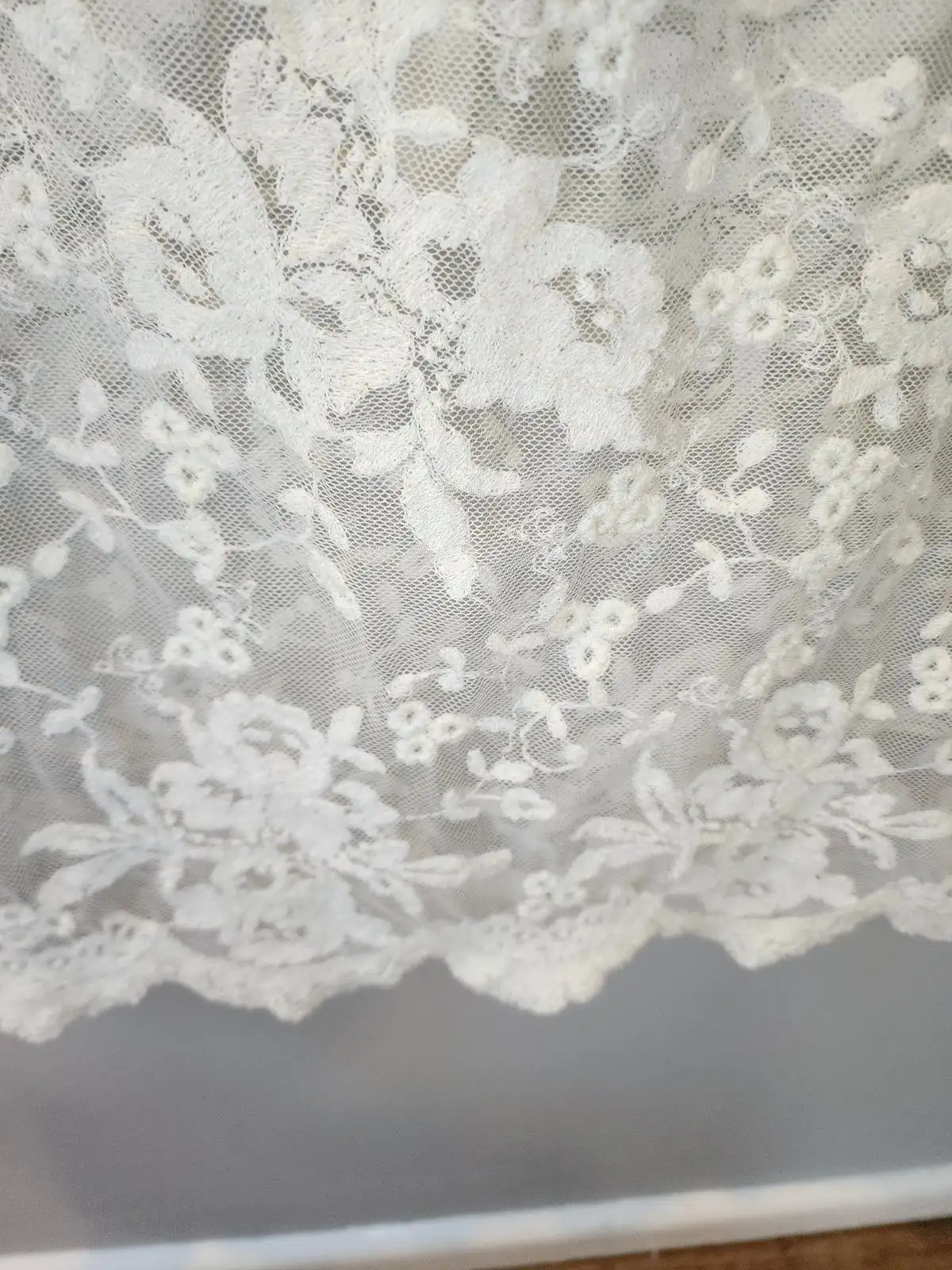 Fleur Wood Cream Embroidered Ethereal Luxe Whimsygoth Floral Lace & Silk Blouse – photo 9
