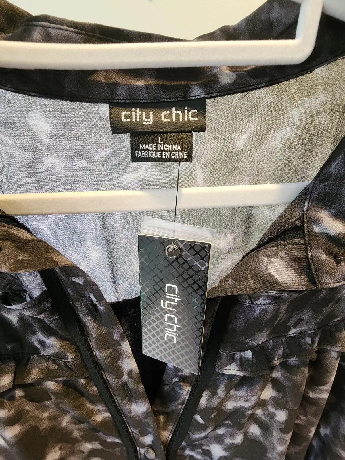 City Chic NWT Emilia Tortoiseshell Belted Chiffon Midi Shirtdress Size L 20 – photo 5