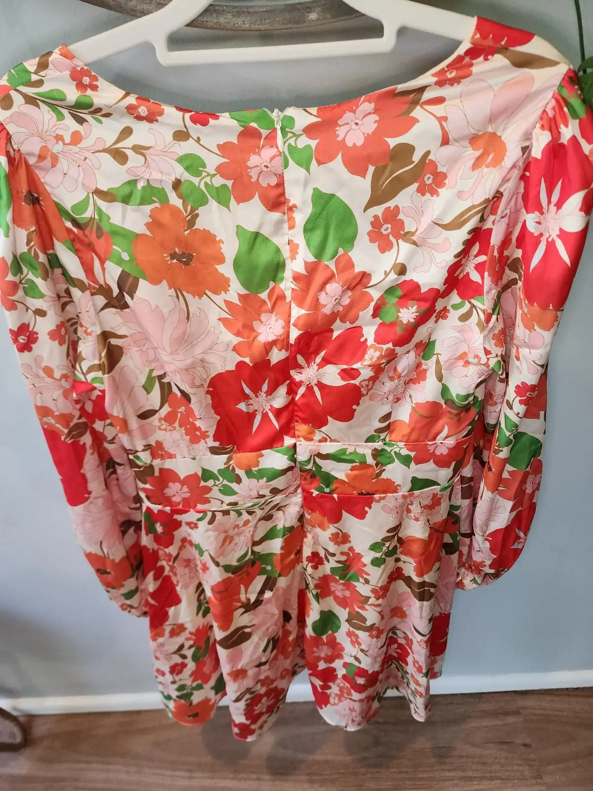 ALL ABOUT MAY Retro Orange Floral Keyhole Cutout Mini Dress Size 12 – photo 8