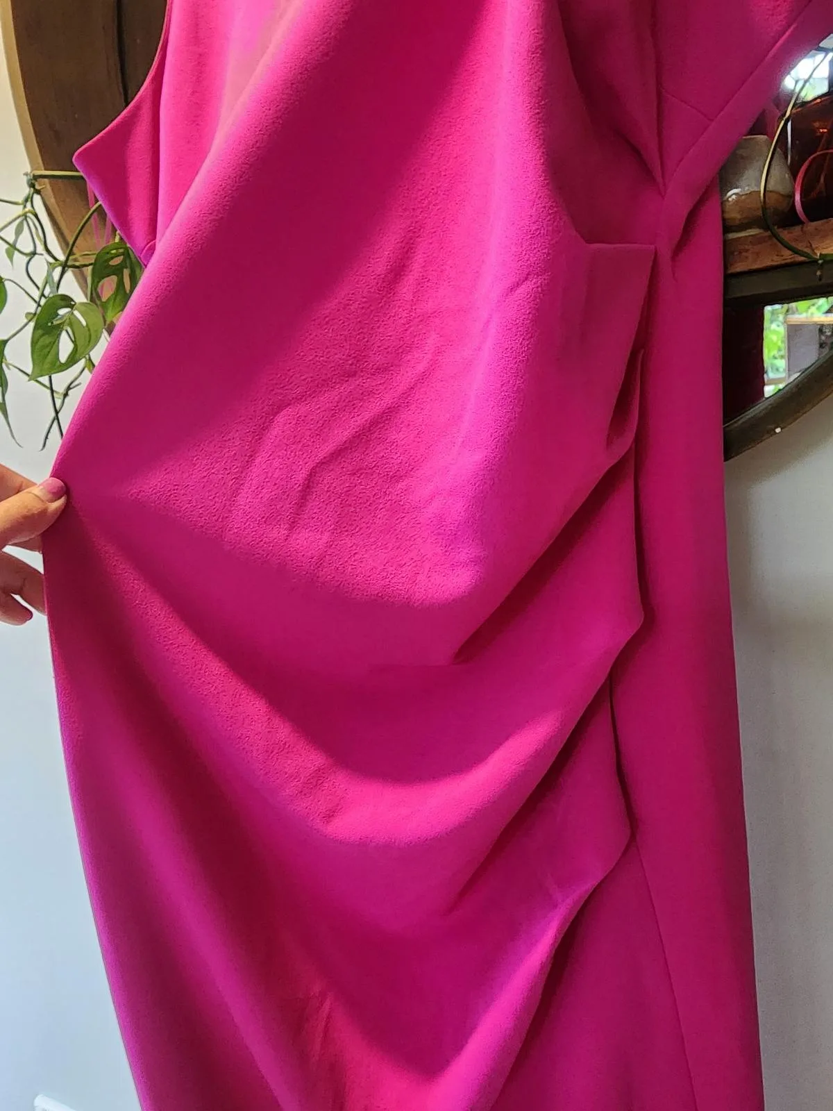 YH & Co Hot Pink Drape Front Dress Size 5XL 22 Evening Cocktail Plus Size – photo 2