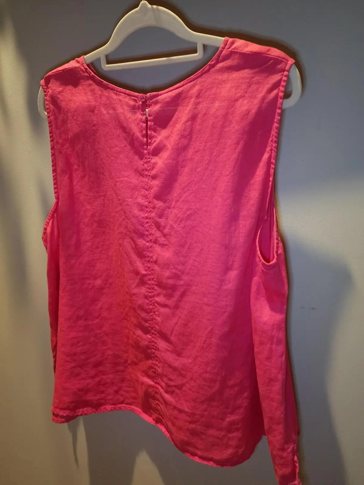 United Colors of Benetton Hot Pink 100% Pure Linen Sleeveless Tank Top Size L 12 – photo 5