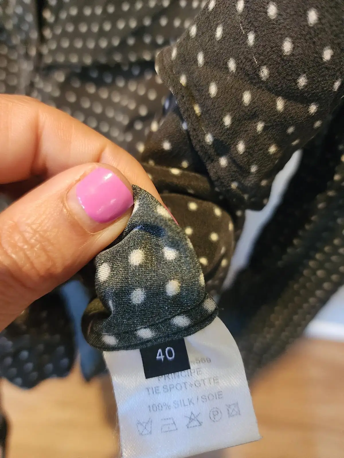 JOSEPH 100% Silk Sheer Polka Dot Shirt | Western Yoke Blouse M/12 – photo 6