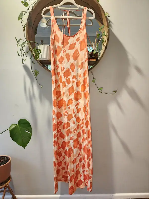 Sass & Bide Orange Animal Print Backless Cotton Y2K Resort Size S