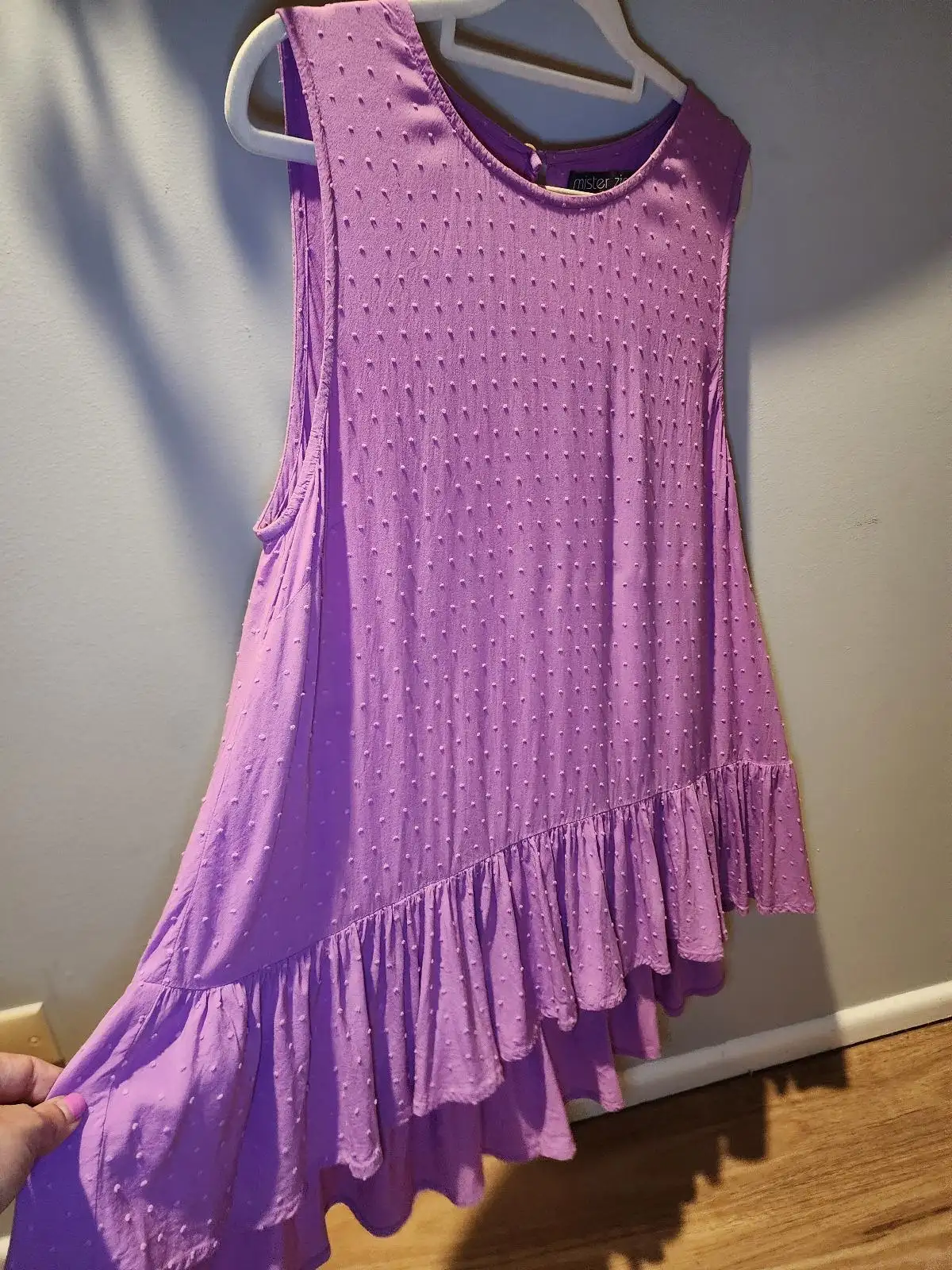 Mister Zimi Womens 14 L Lilac Purple Swiss Dot Ruffle Peplum Sleeveless Tank Top – photo 2