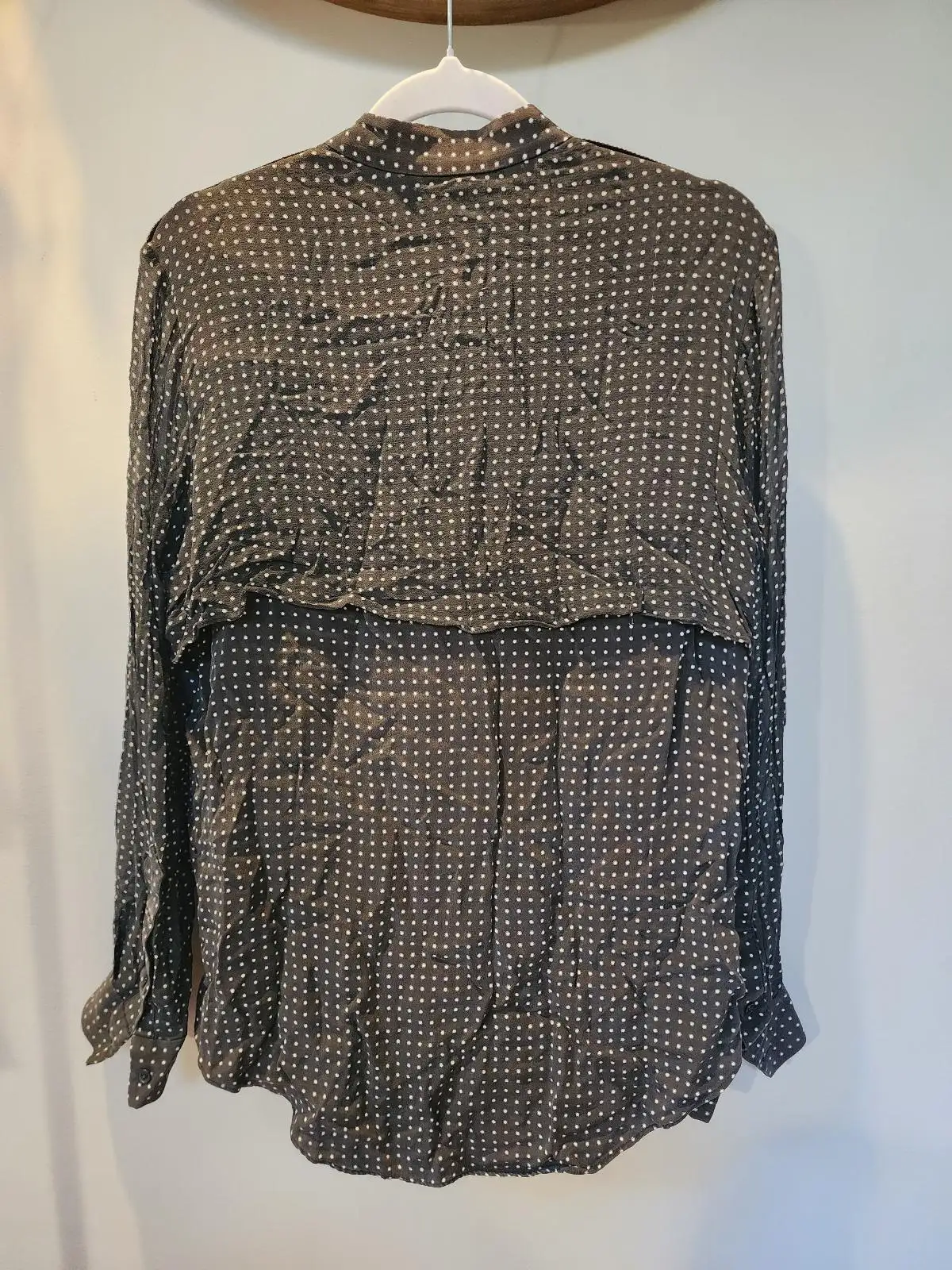 JOSEPH 100% Silk Sheer Polka Dot Shirt | Western Yoke Blouse M/12 – photo 7