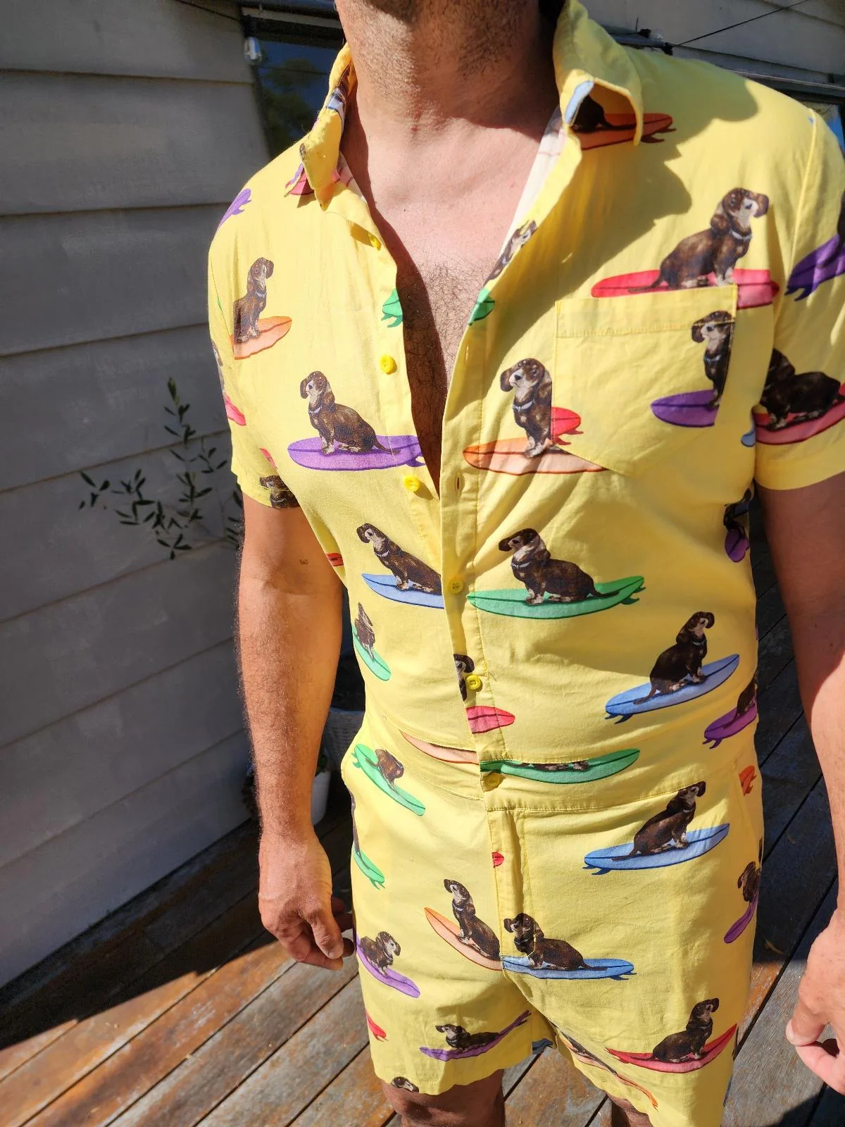 LUCID Apparel RARE Surfing Dachshund Festival Short Sleeve Romper / Doof Suit — photo 7