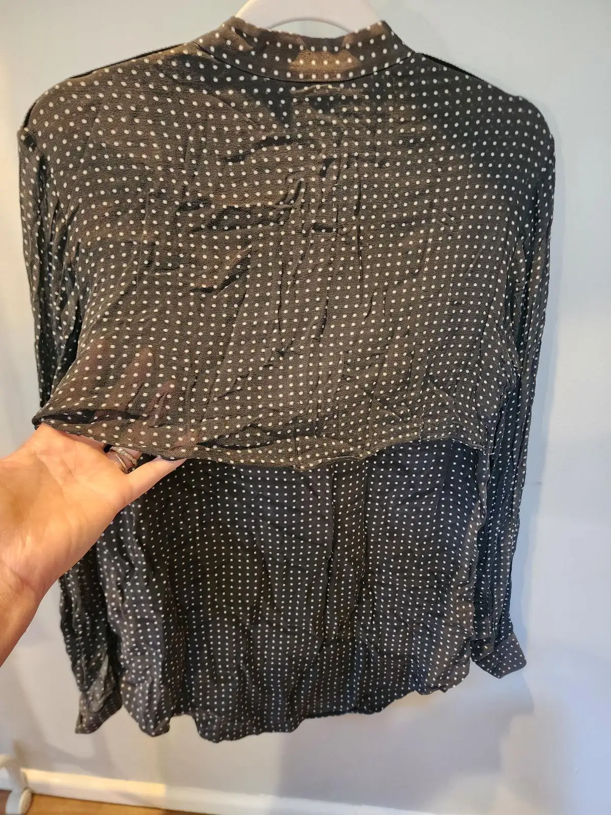JOSEPH 100% Silk Sheer Polka Dot Shirt | Western Yoke Blouse M/12 – photo 8