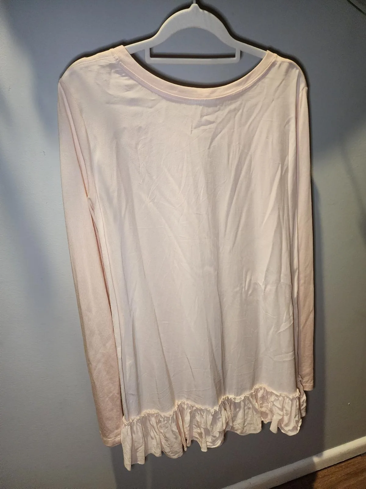 Seed Heritage Blush Pink Long Sleeve Ruffle Hem Top Size XS Pastel Swing Tunic – photo 6