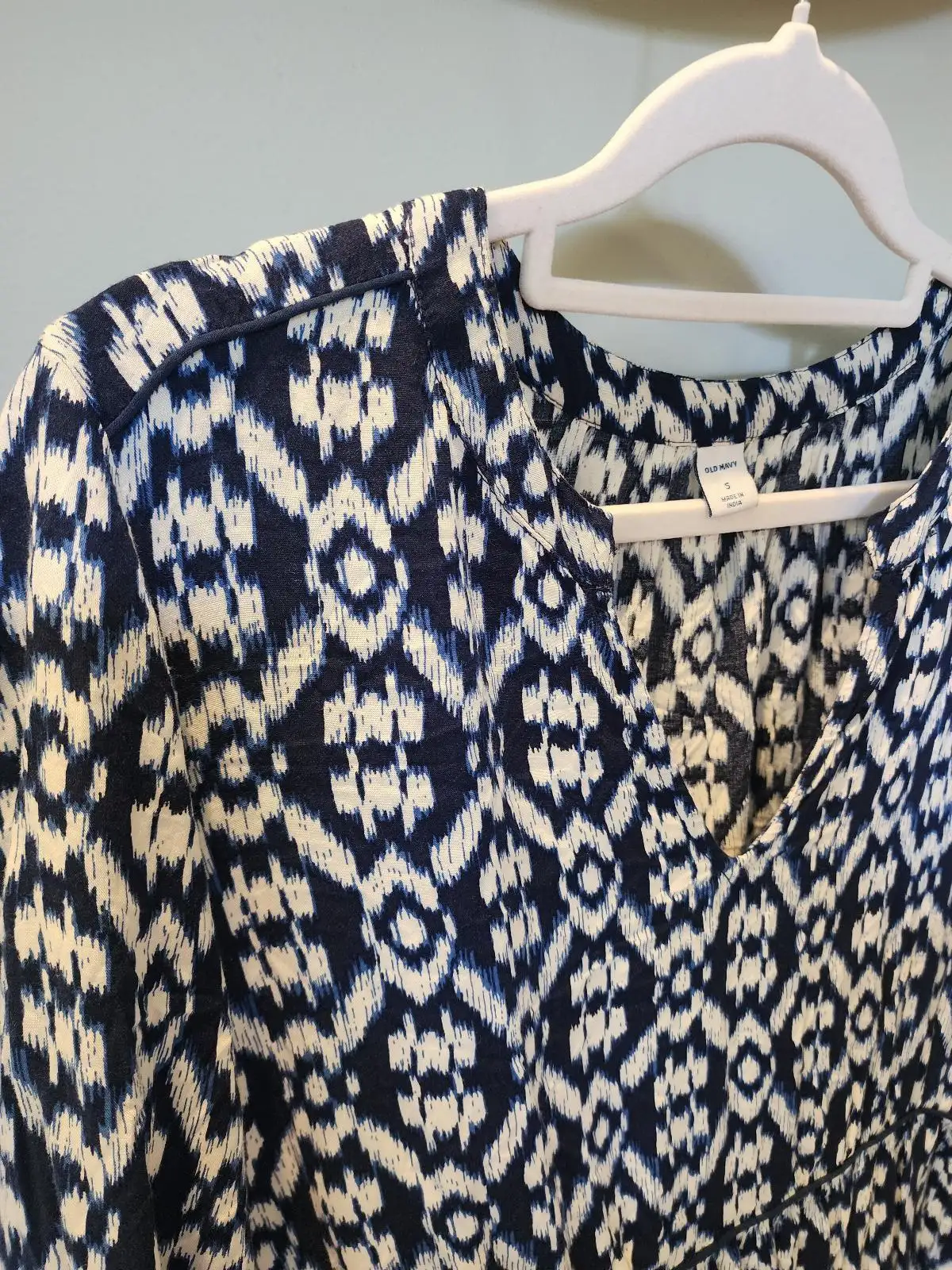 Old Navy Boho Ikat Geometric Tunic Dress | Navy Blue & White Small (AU 8-10) – photo 5