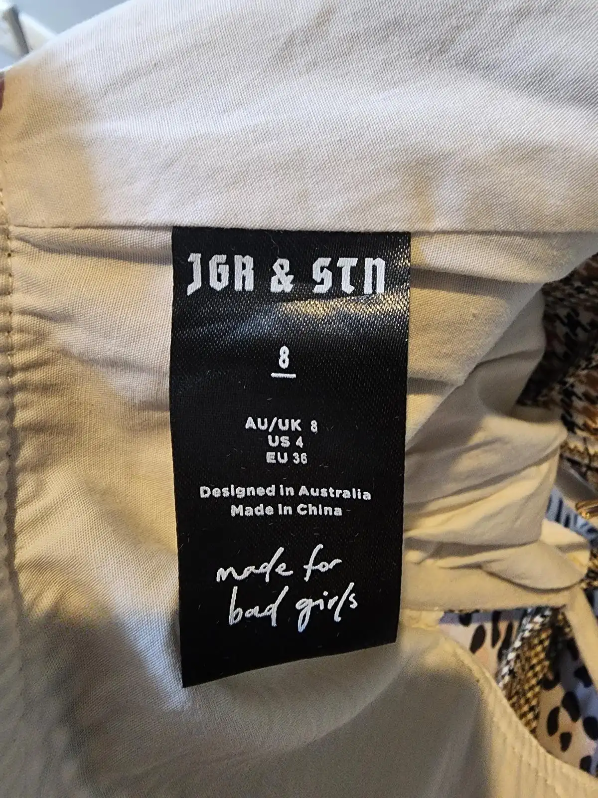 JGR & STN Houndstooth Corset Top Size 8 Tan Black Bustier Y2K Baddie Festival To – photo 4