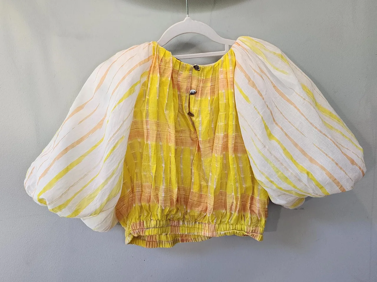 Aje Wilderness Yellow Festive Luxe Voluminous Puff Sleeve Crop Top Size 8 – photo 4