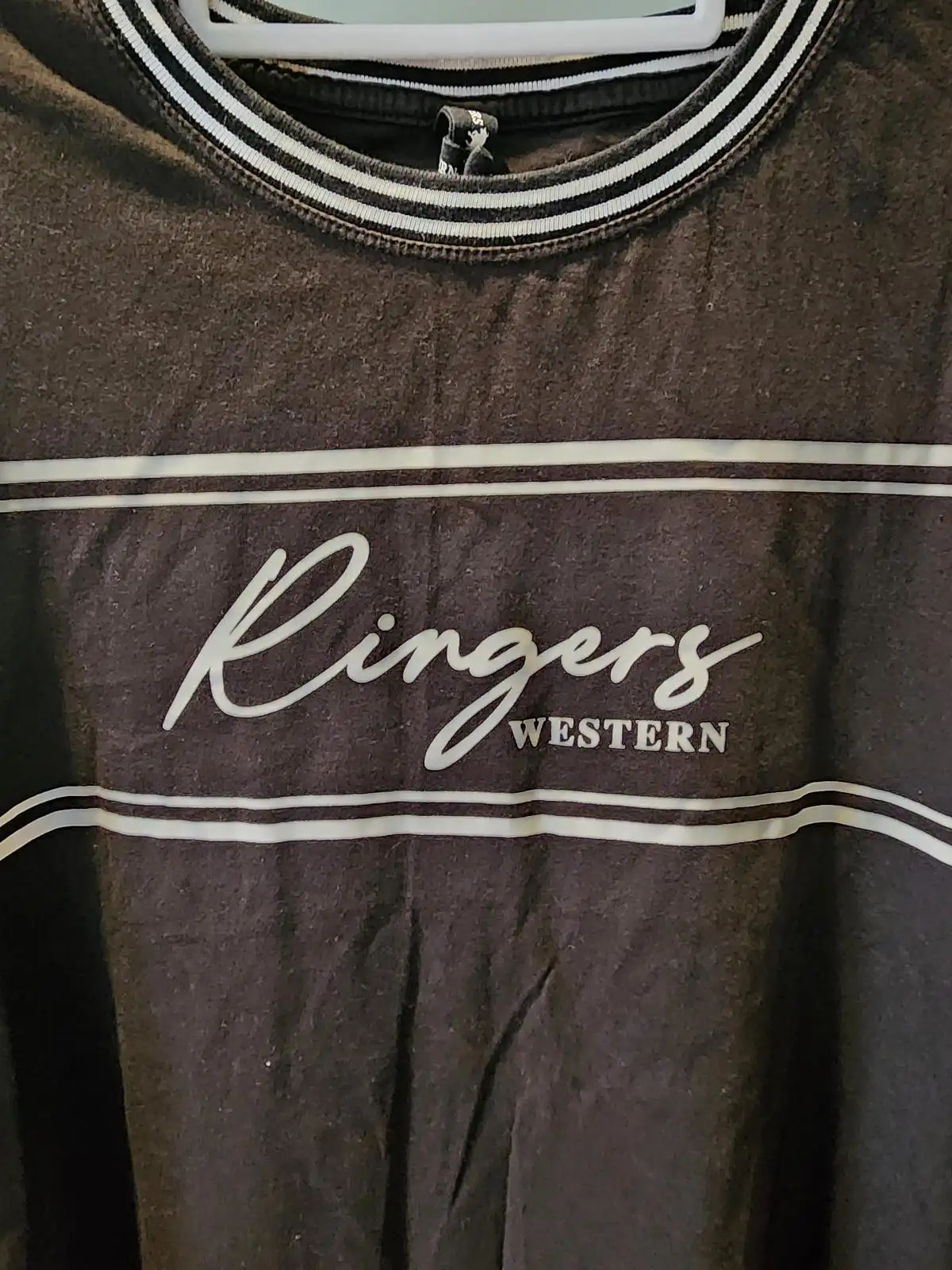 Ringers Western Black Striped Aussie Country Sleeveless Muscle Tank Top Size 12 – photo 3