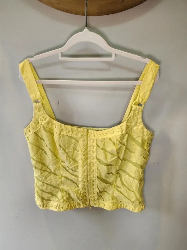 G2 Design by George Gross Dopamine Dressing Lime Yellow Burnout Corset Top 12 Y2