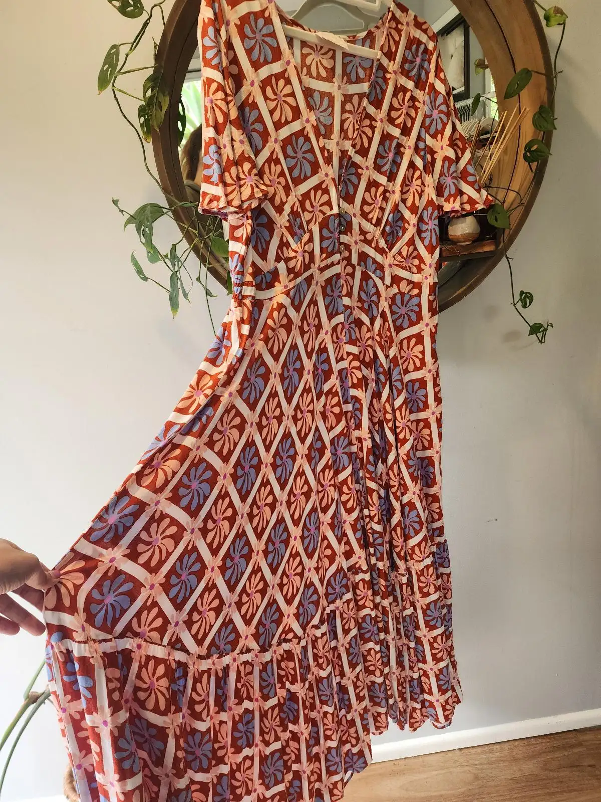 IRIS MAXI Rust Floral Maxi Dress Size 18 Plus Size 70s Resort Coastal Boho – photo 5