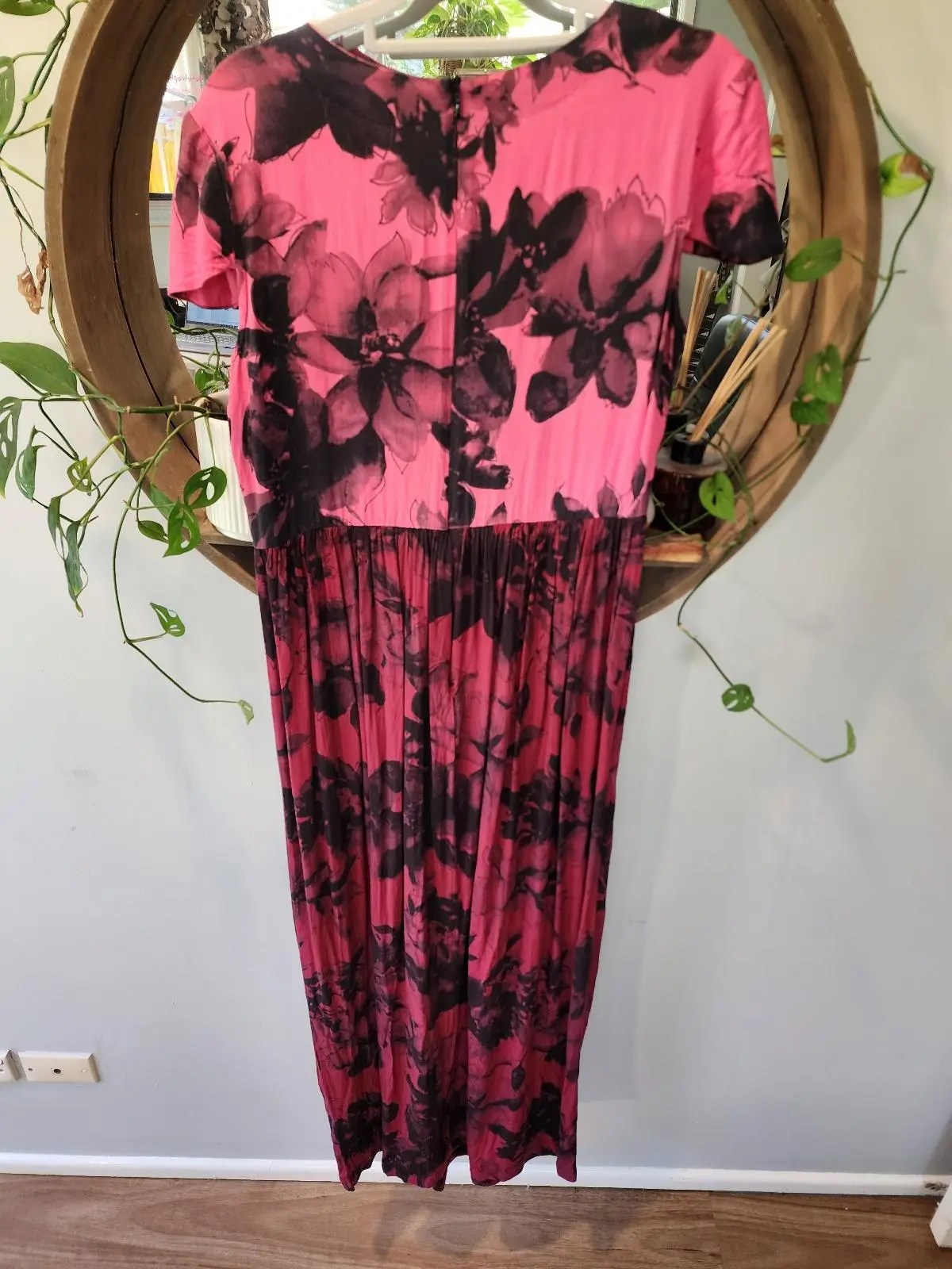Shakuhachi Fuchsia Black Shadow Floral Y2K Grunge Maxi Dress Size 6 – photo 5