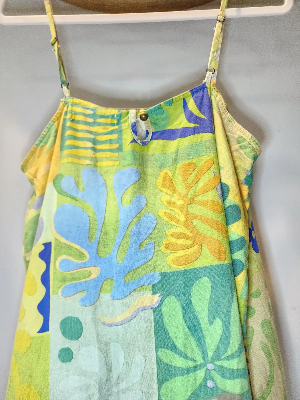 Nine Lives Bazaar Green Yellow Abstract Botanical Matisse Print Cami Slip Dress – photo 3