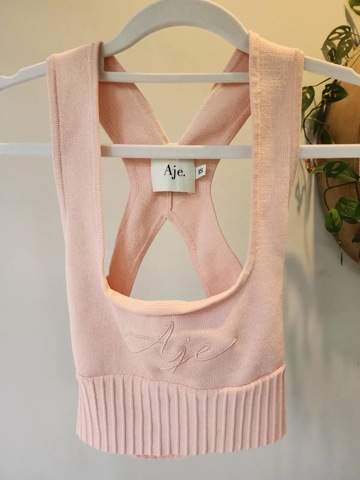 Aje Pink Cross Back Balletcore Coquette Crop Top Size XS – photo 3