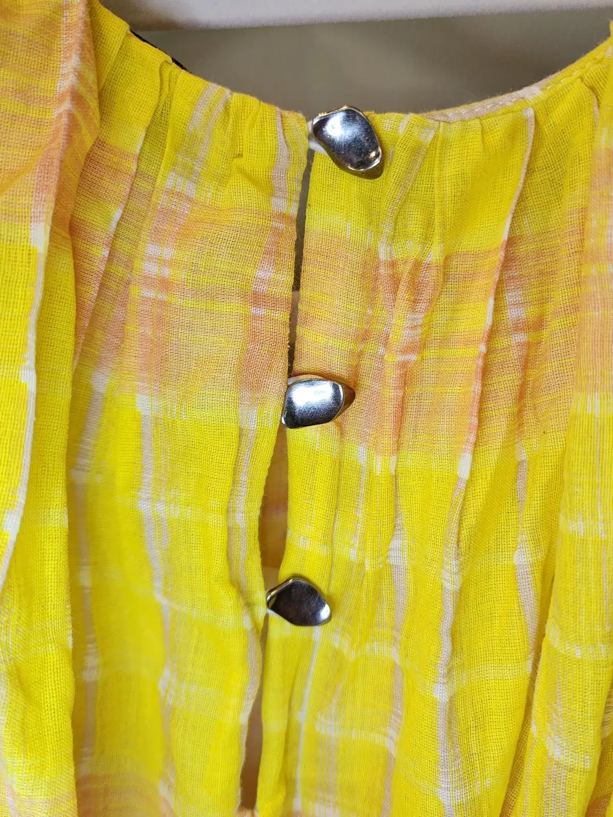 Aje Wilderness Yellow Festive Luxe Voluminous Puff Sleeve Crop Top Size 8 – photo 3
