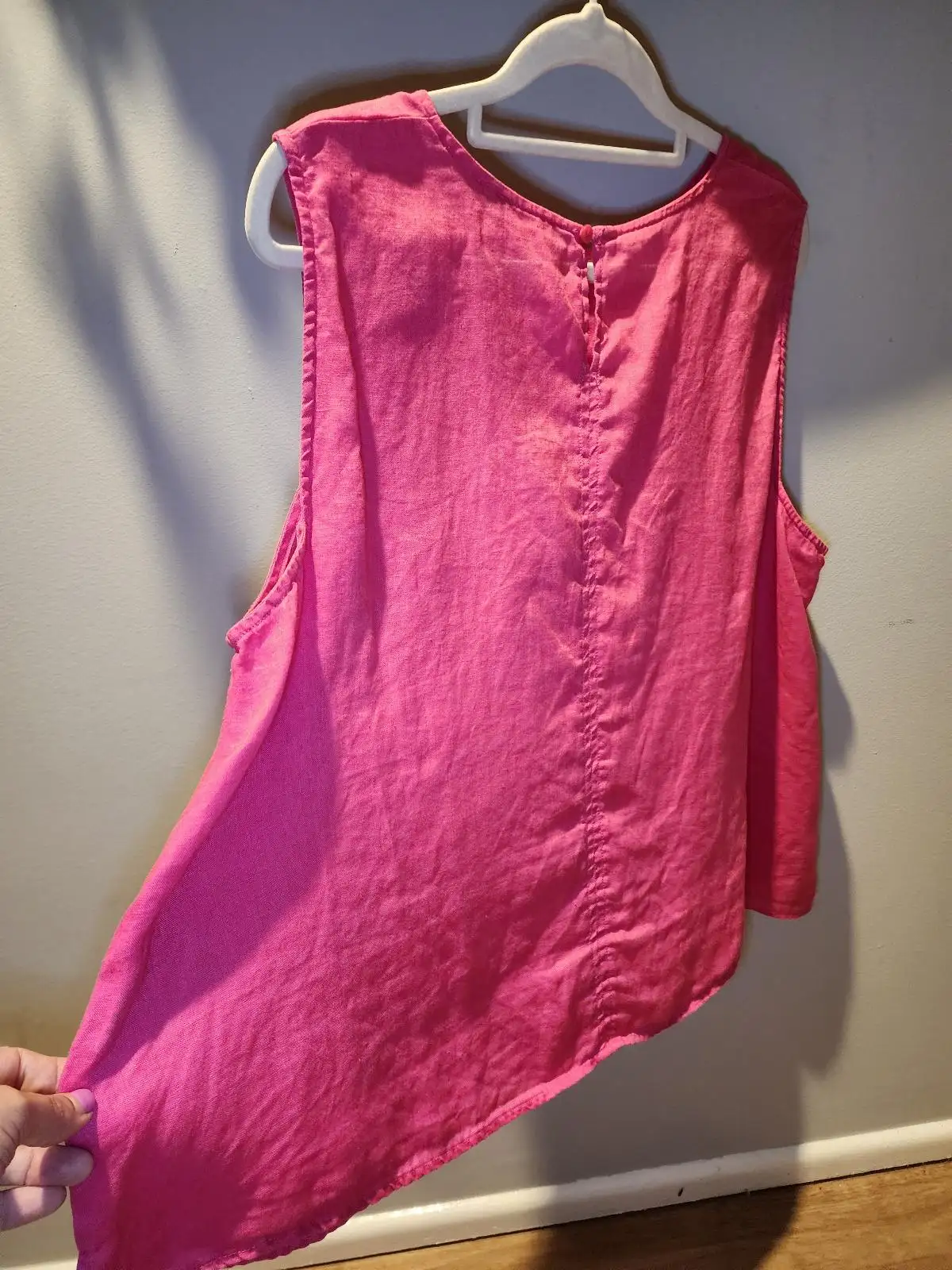 United Colors of Benetton Hot Pink 100% Pure Linen Sleeveless Tank Top Size L 12 – photo 7