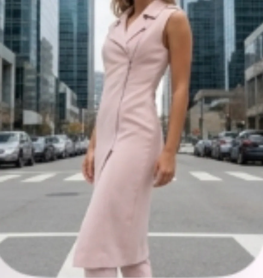Blush pink sleeveless trench duster vest-dresses — photo 4