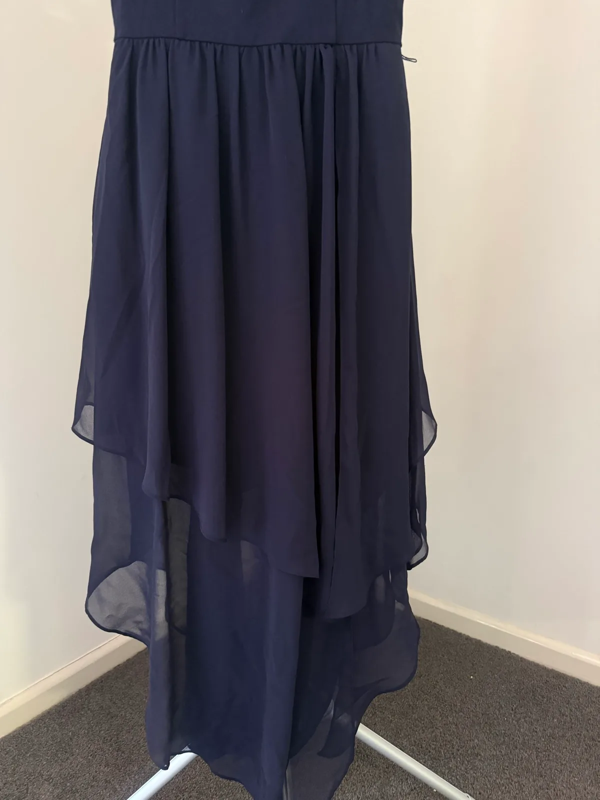 Navy Blue chiffon layered high-low Dress — photo 4