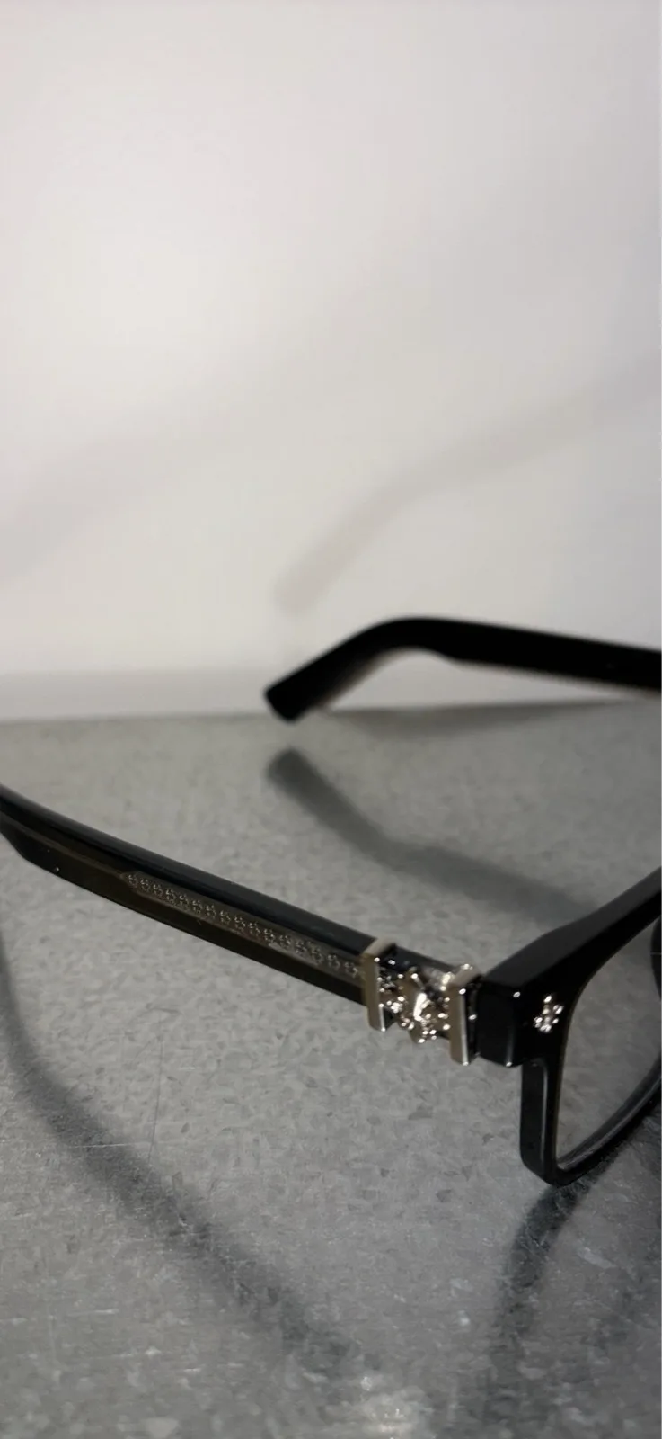 Black Chrome Hearts Style Blue Light Glasses — photo 3