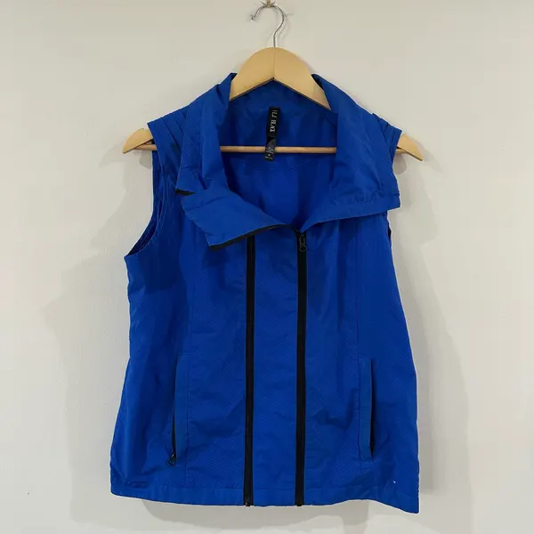 Lorna Jane M Cobalt Blue Mesh Running Vest Zip Up Activewear Athleisure