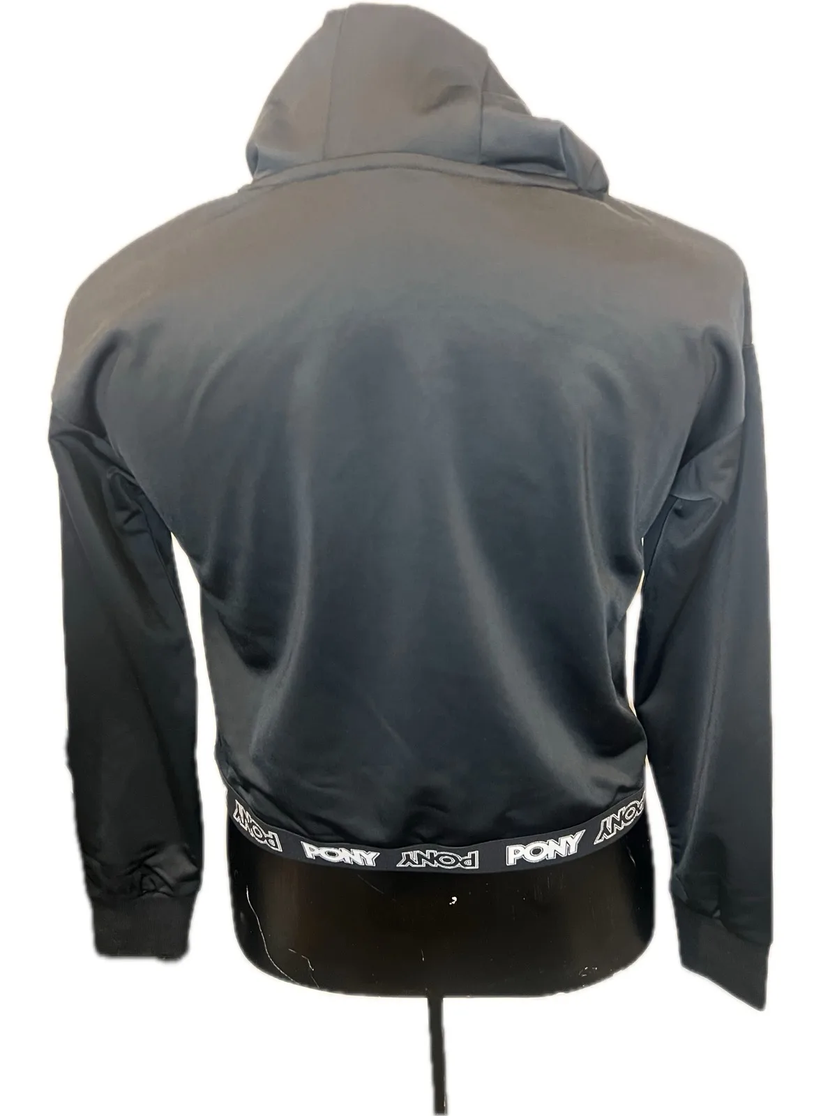 PONY Black Cropped Hoodie Jumper with White Logo — photo 2
