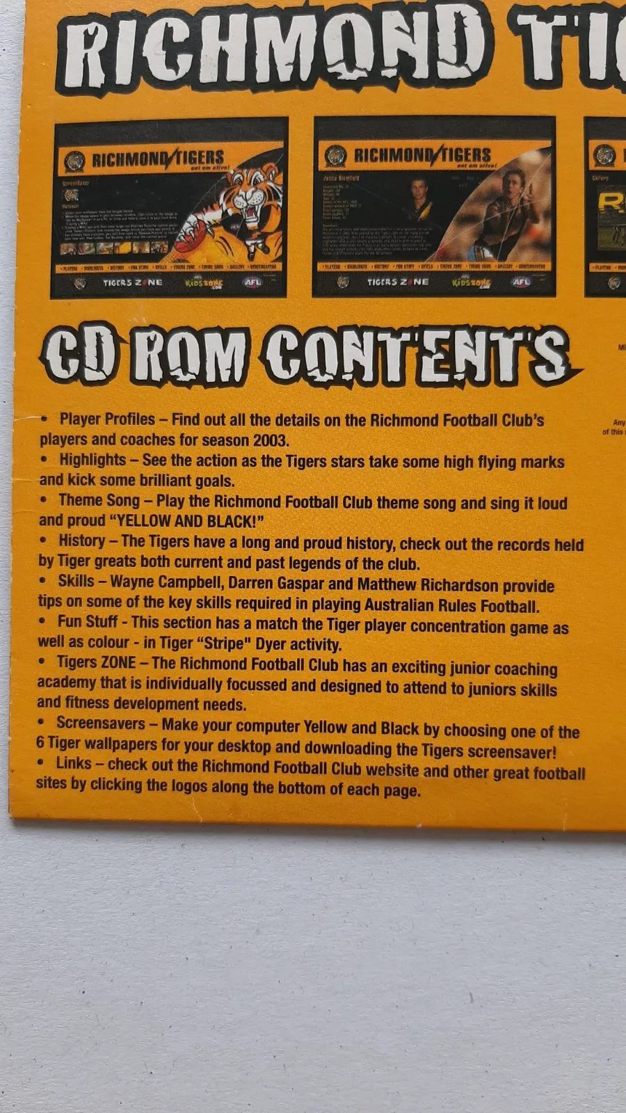 2003 Richmond Tigers AFL CD-Rom – photo 5